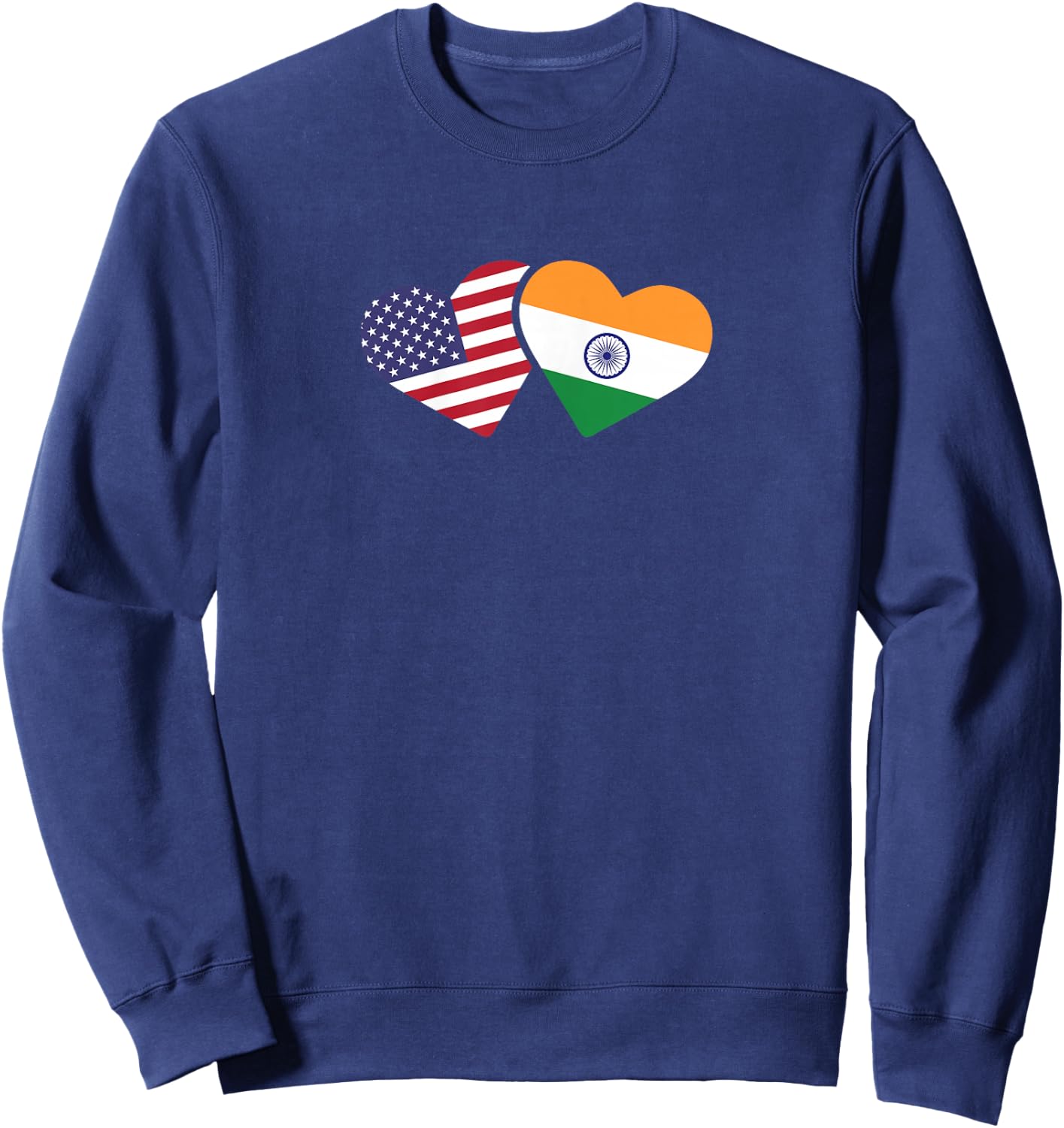 India USA Flag T Shirt Heart Indian American Love Sweatshirt - Sweatshirt | Navy