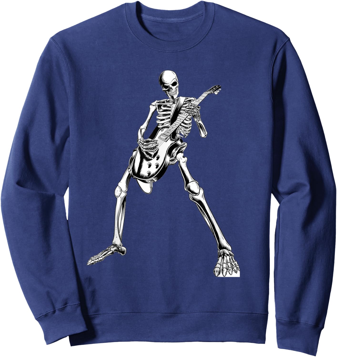 Spooky Skeleton Guitar Player Guitarist Halloween Costume Sweatshirt - Sweatshirt | Navy