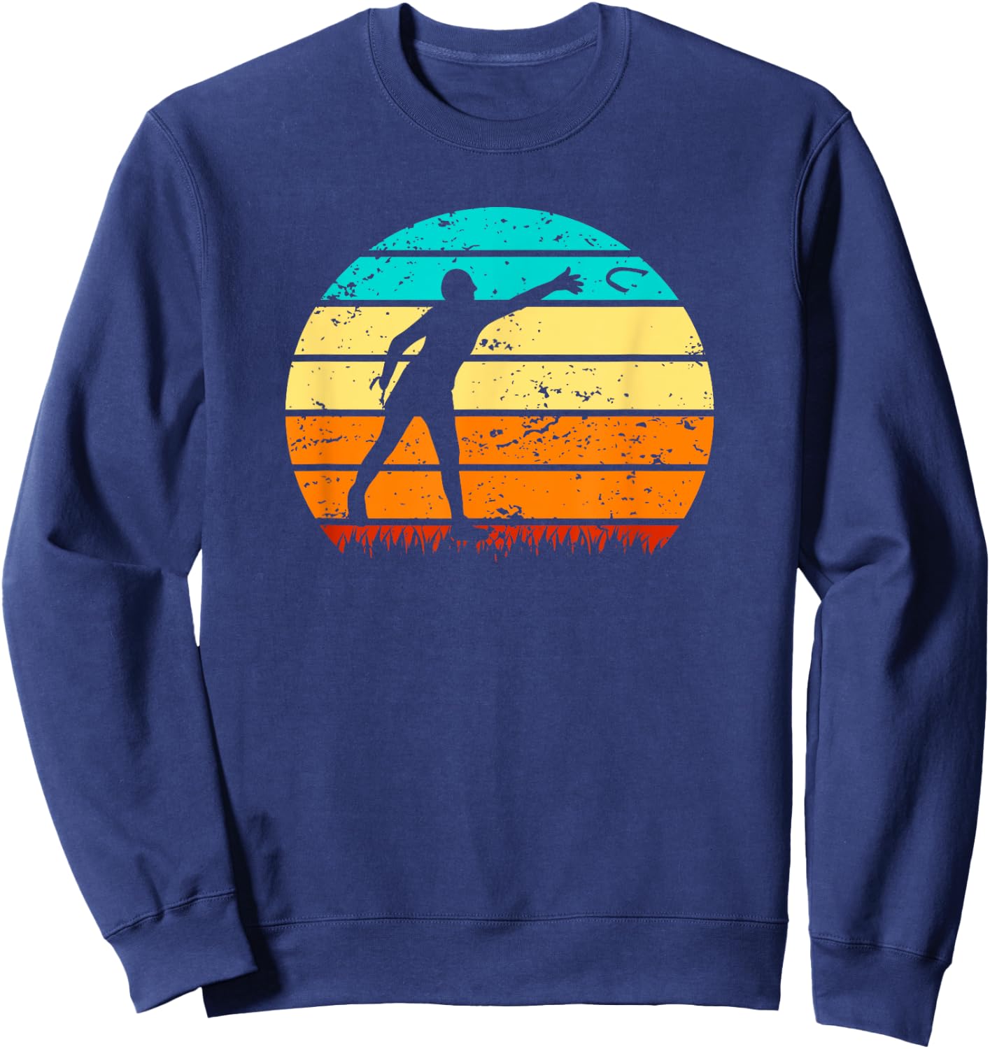 Retro Sunset Horseshoe Pitching Game Sweatshirt - Sweatshirt | Navy