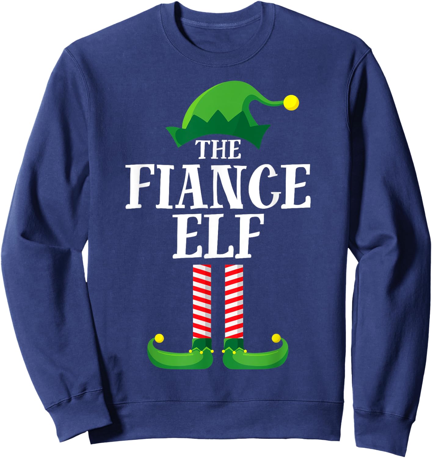 Fiance Elf Matching Family Group Christmas Party Pyjamas Sweatshirt - Sweatshirt | Navy