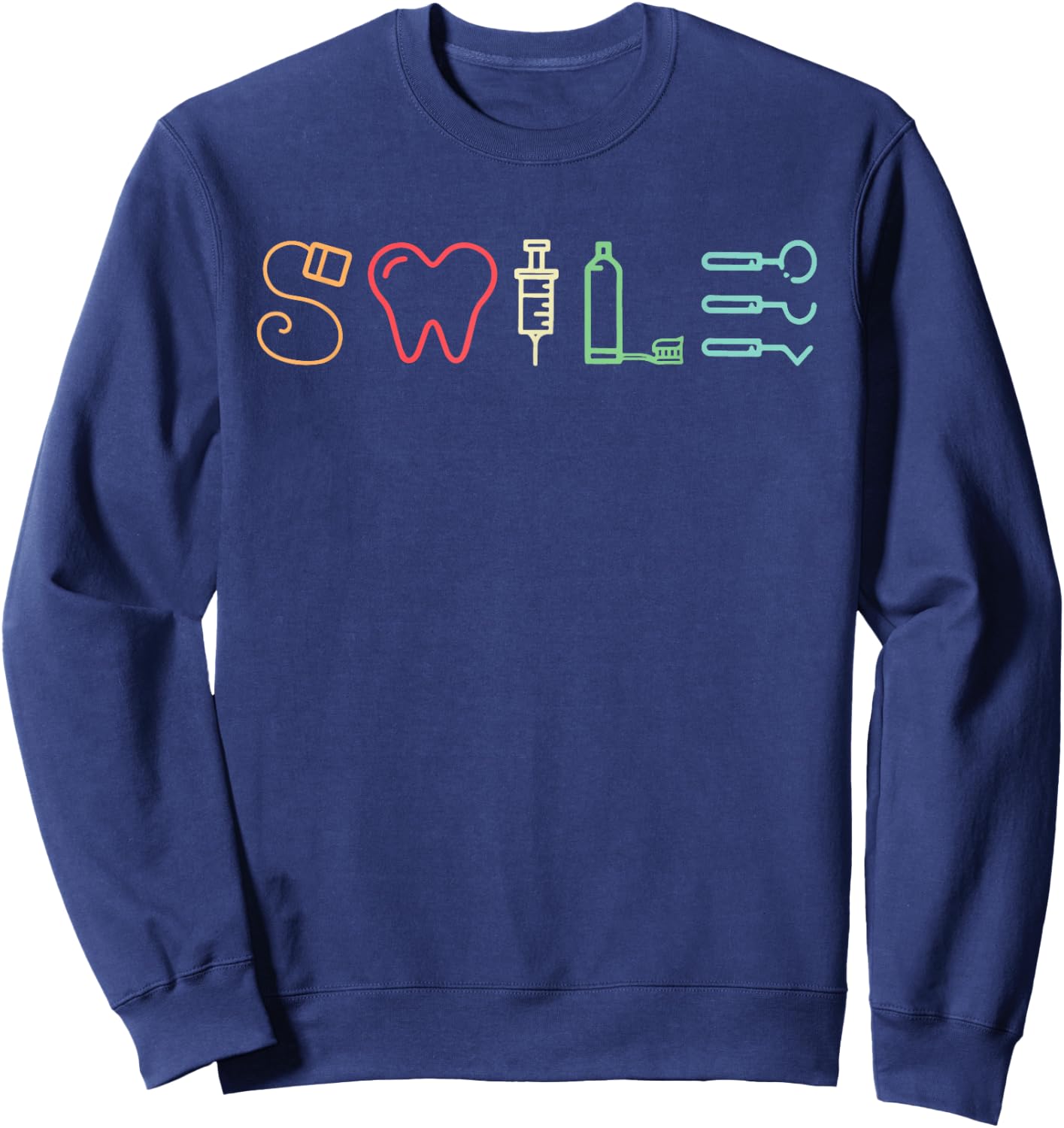 Dentist Smile Teeth Dental Hygienist Funny Dentist Vintage Sweatshirt - Sweatshirt | Navy