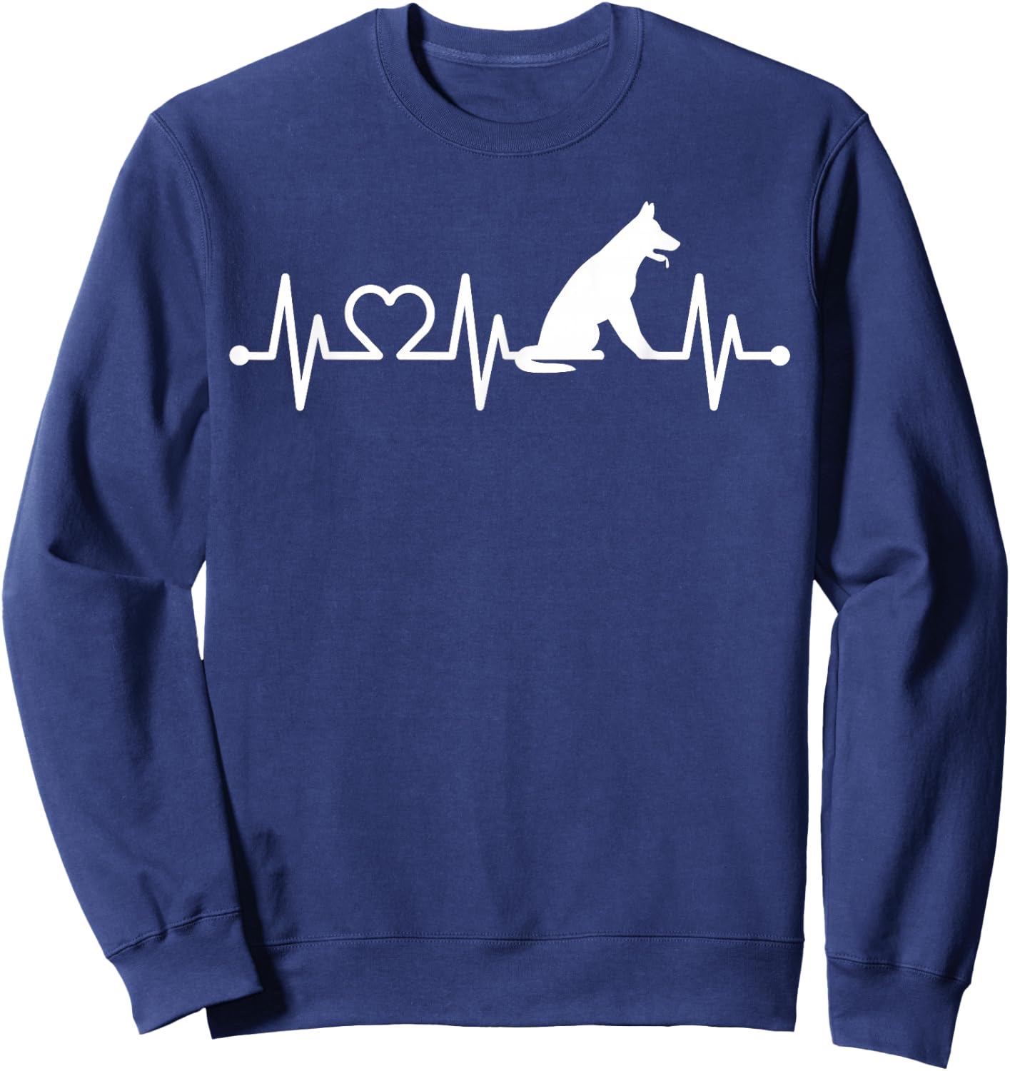 ECG Heartbeat German Shepherd Pulse for Dog Owners Sweatshirt - Sweatshirt | Navy
