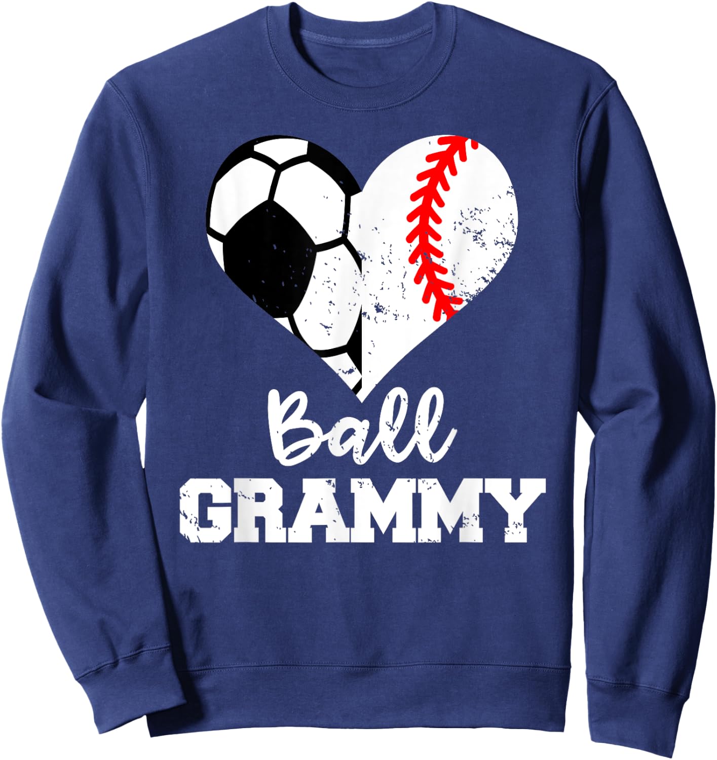 Ball Grammy Heart Funny Soccer Baseball Grammy Sweatshirt - Sweatshirt | Navy