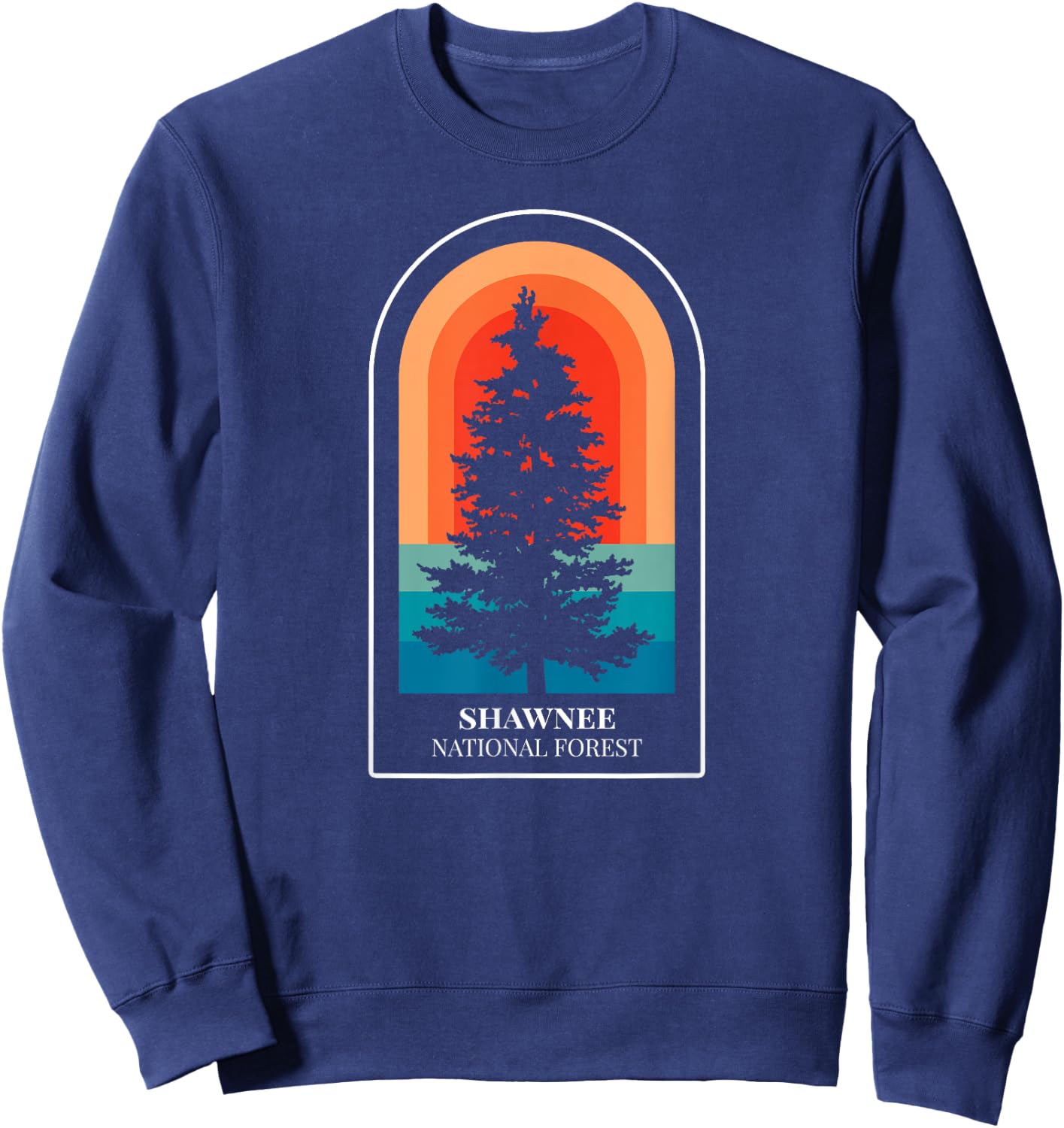 Retro Shawnee National Forest Illinois Hiking Sweatshirt - Sweatshirt | Navy