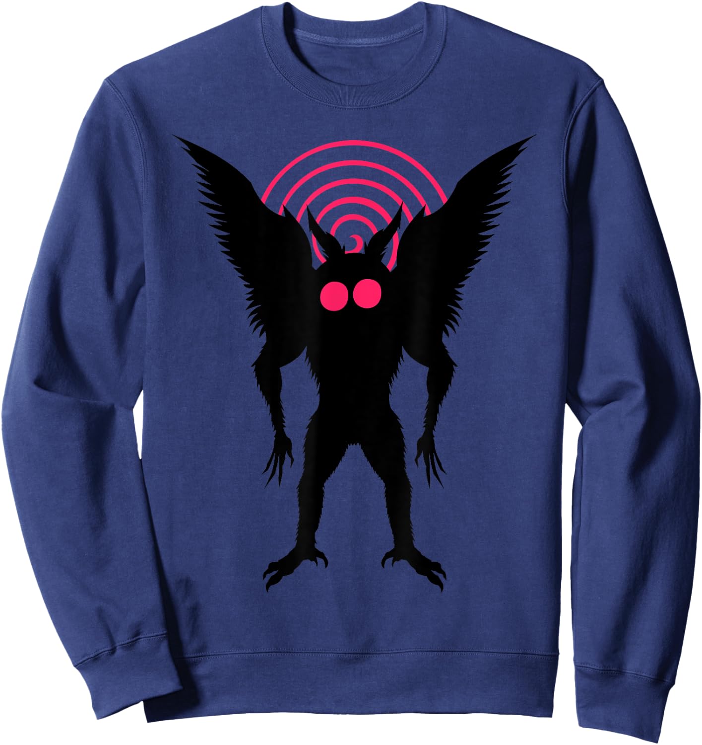 Moth Man Silhouette With Red Eyes Dimensional Portal Mothman Sweatshirt - Sweatshirt | Navy