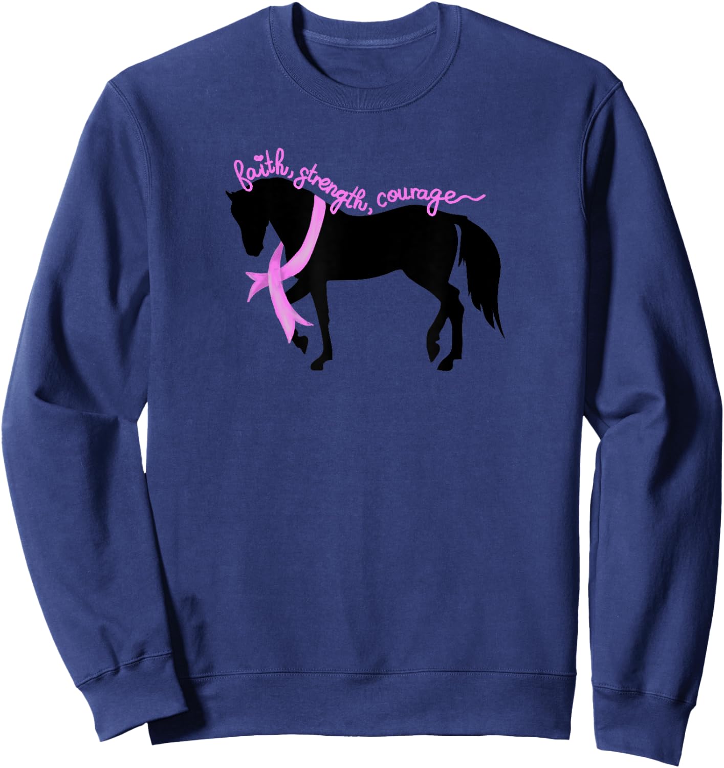 Breast Cancer with Horses and Breast Cancer Awareness Sweatshirt - Sweatshirt | Navy