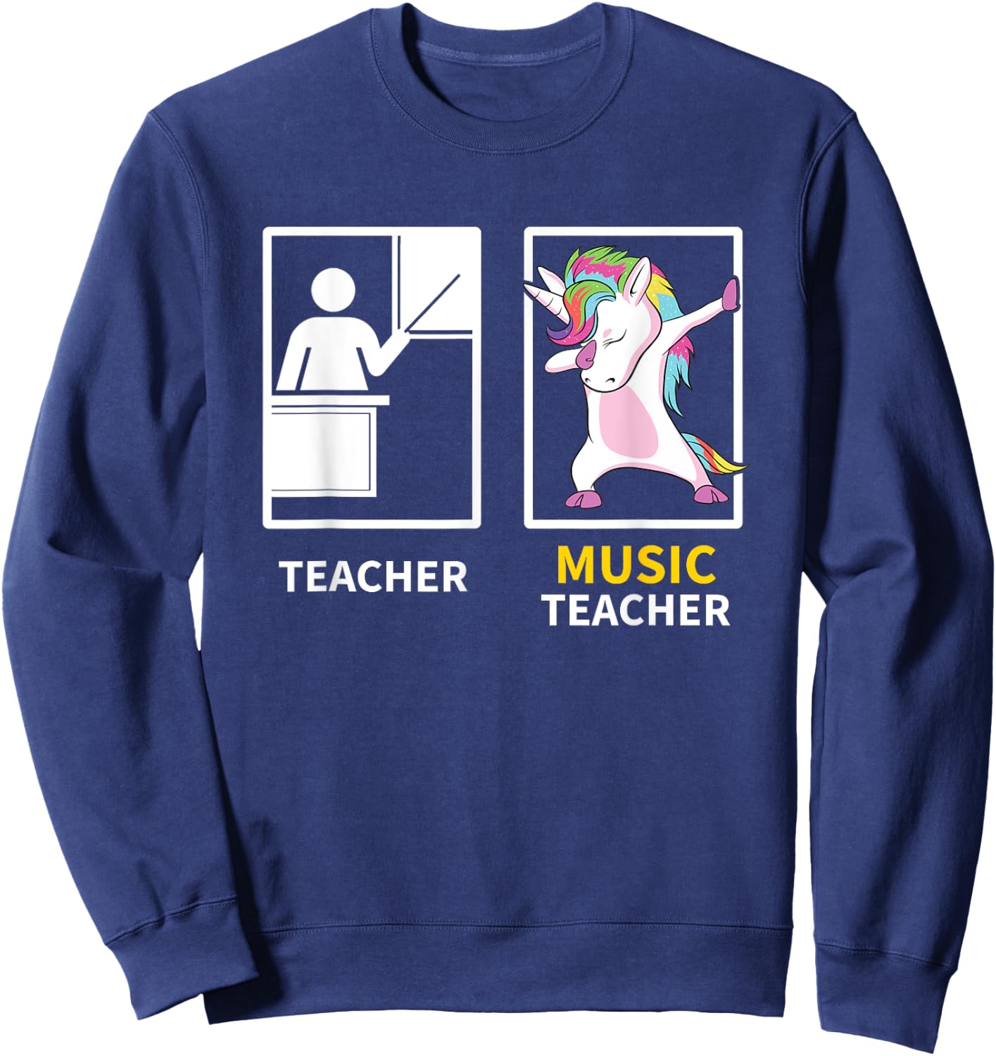 Dabbing Unicorn Music Teacher Gift Women Girls Kids Sweatshirt - Sweatshirt | Navy