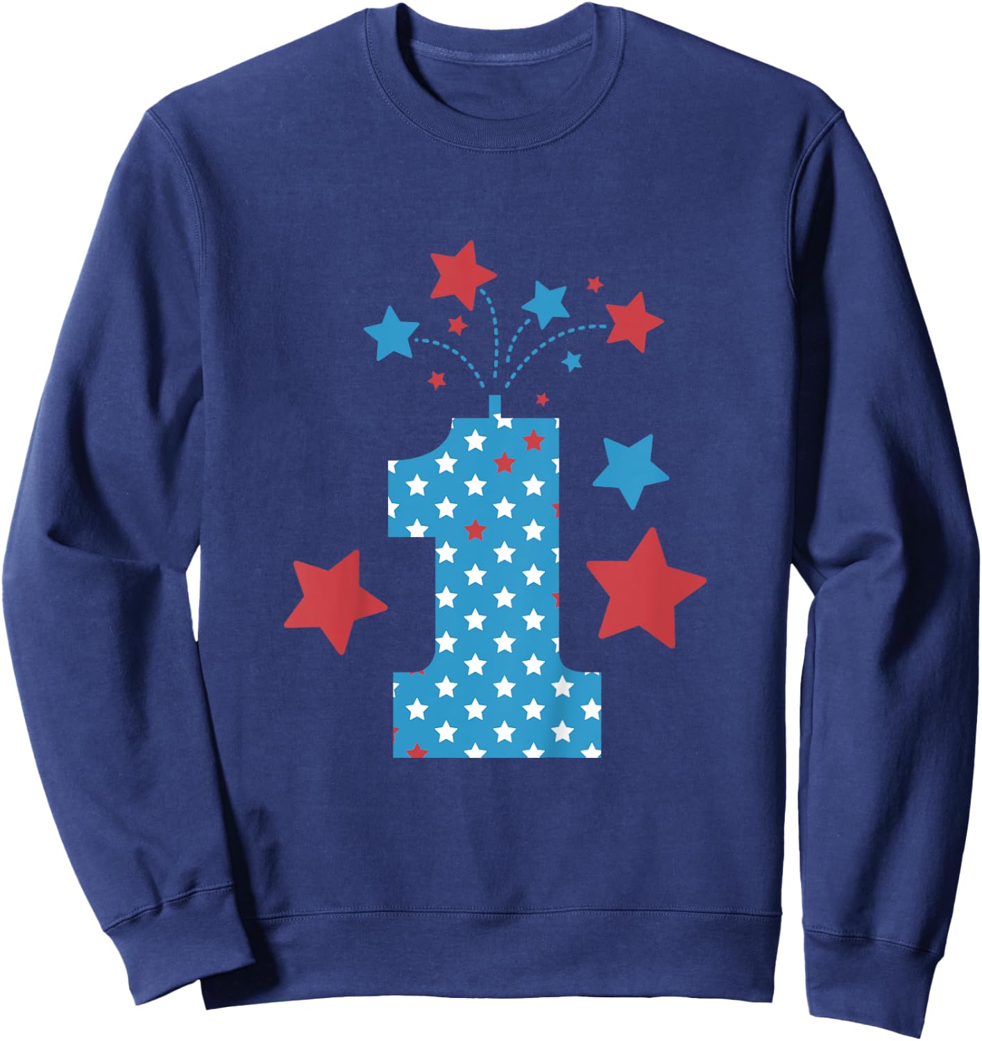 Red, White and One - 1st Birthday Patriotic Firecrackers Sweatshirt - Sweatshirt | Navy