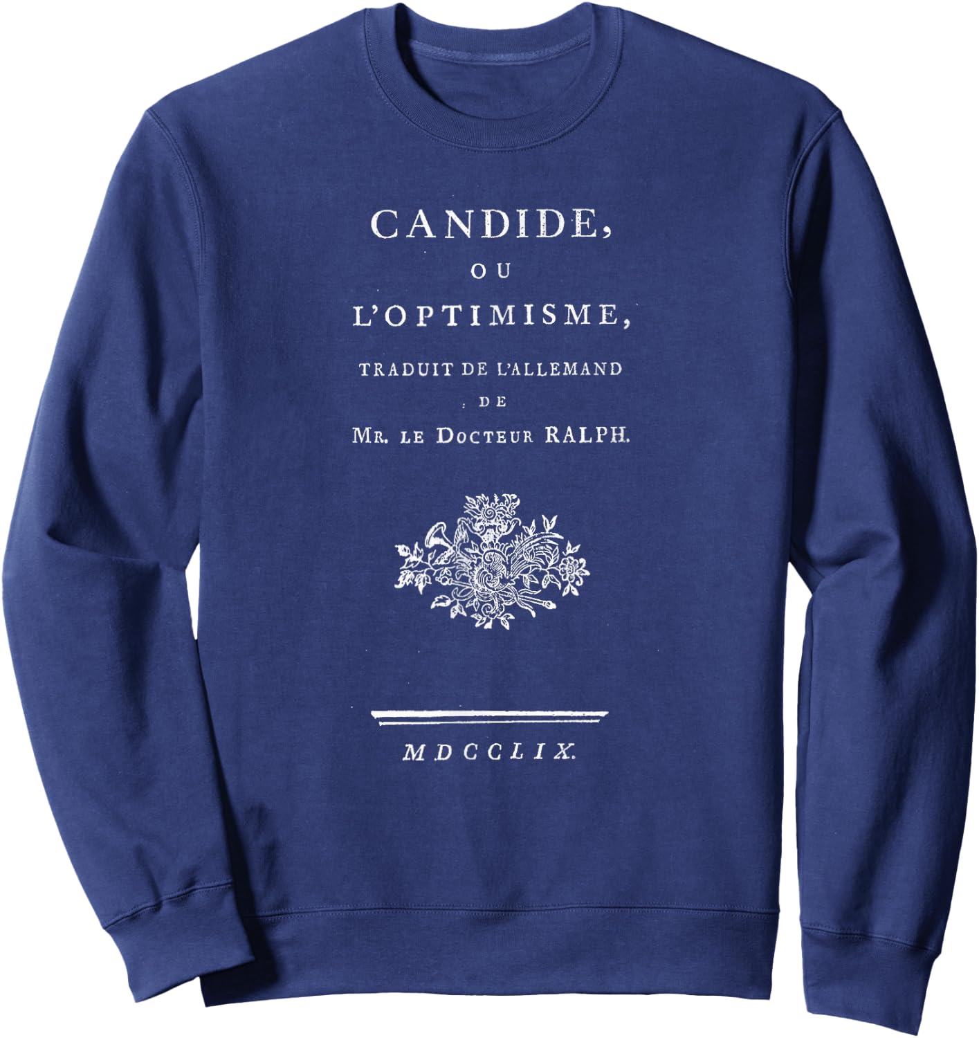 Candide or Optimism Voltaire Title Page Sweatshirt - Sweatshirt | Navy