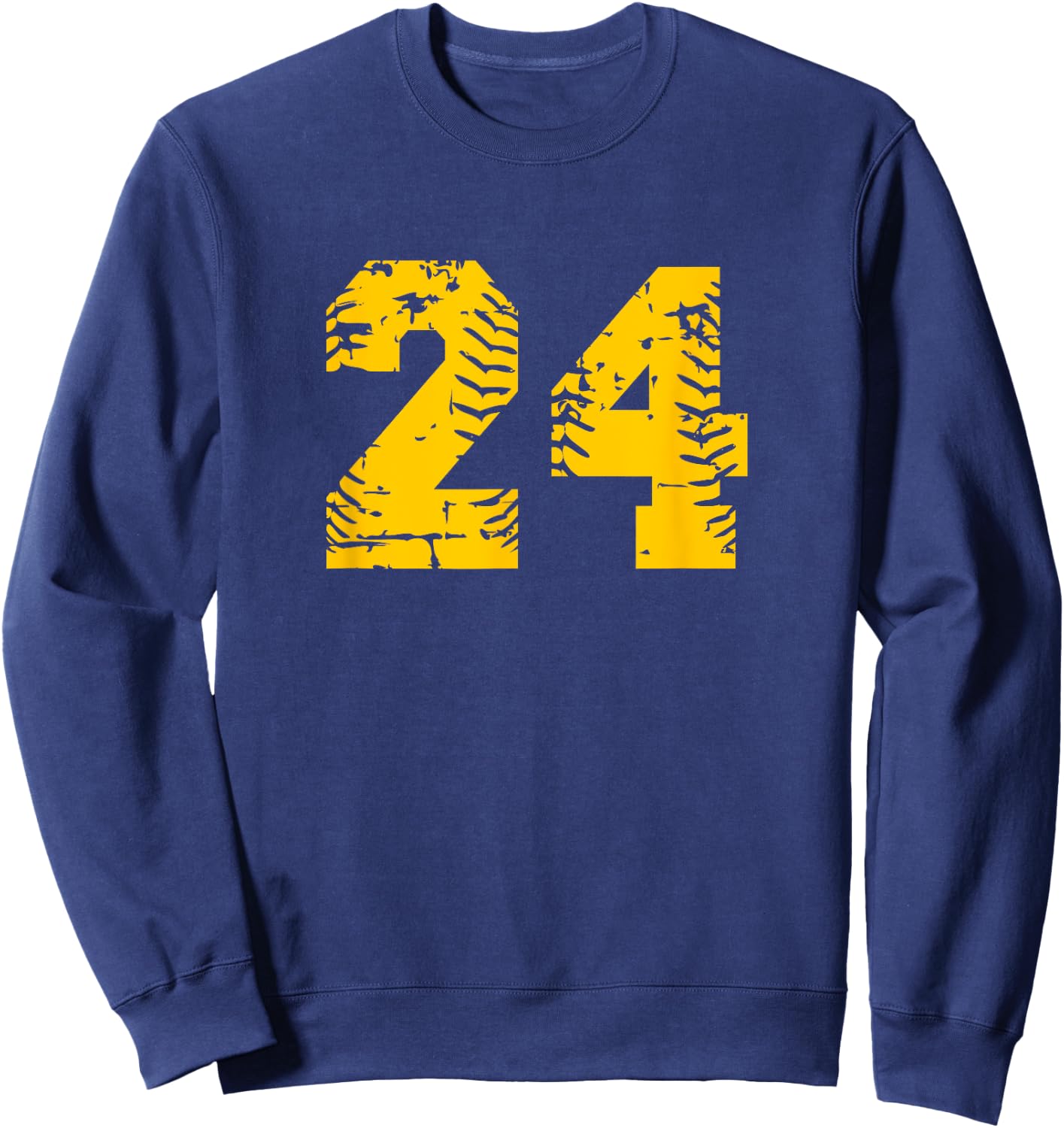 Baseball Softball Yellow Number #24 Sweatshirt - Sweatshirt | Navy