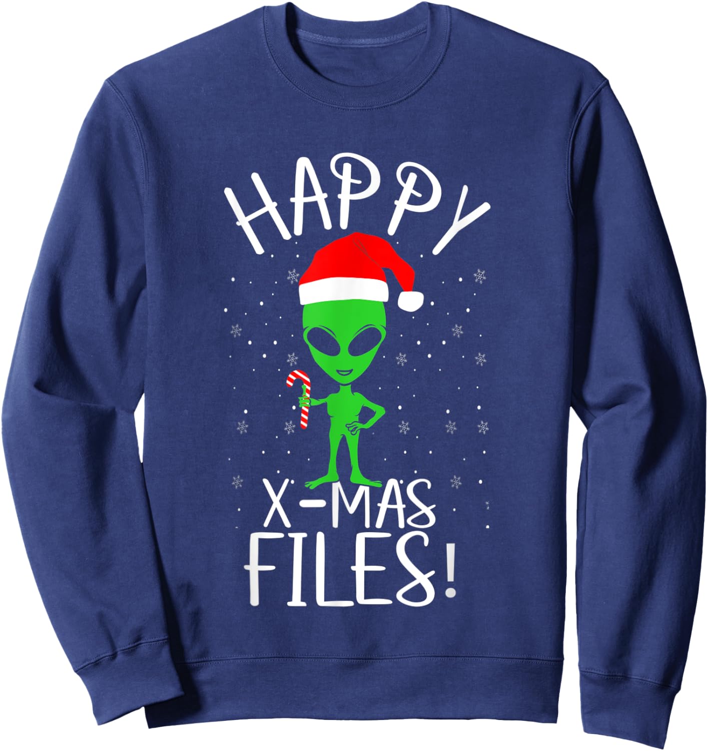 Happy X-mas Files Extraterrestrial Life Alien Beings Lover Sweatshirt - Sweatshirt | Navy
