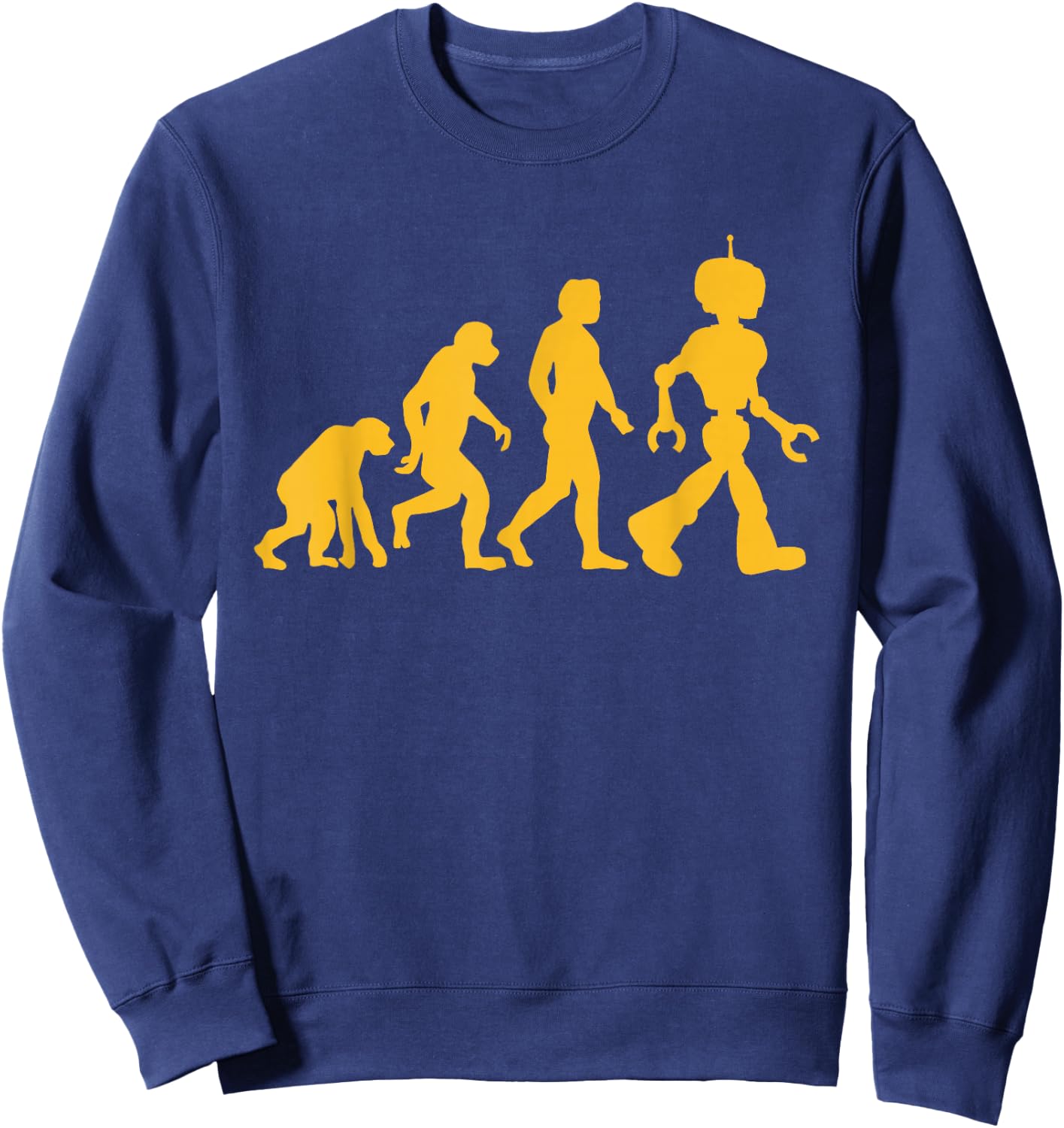 Evolution to Robot Funny Science Nerd Graphic Dark Sweatshirt - Sweatshirt | Navy