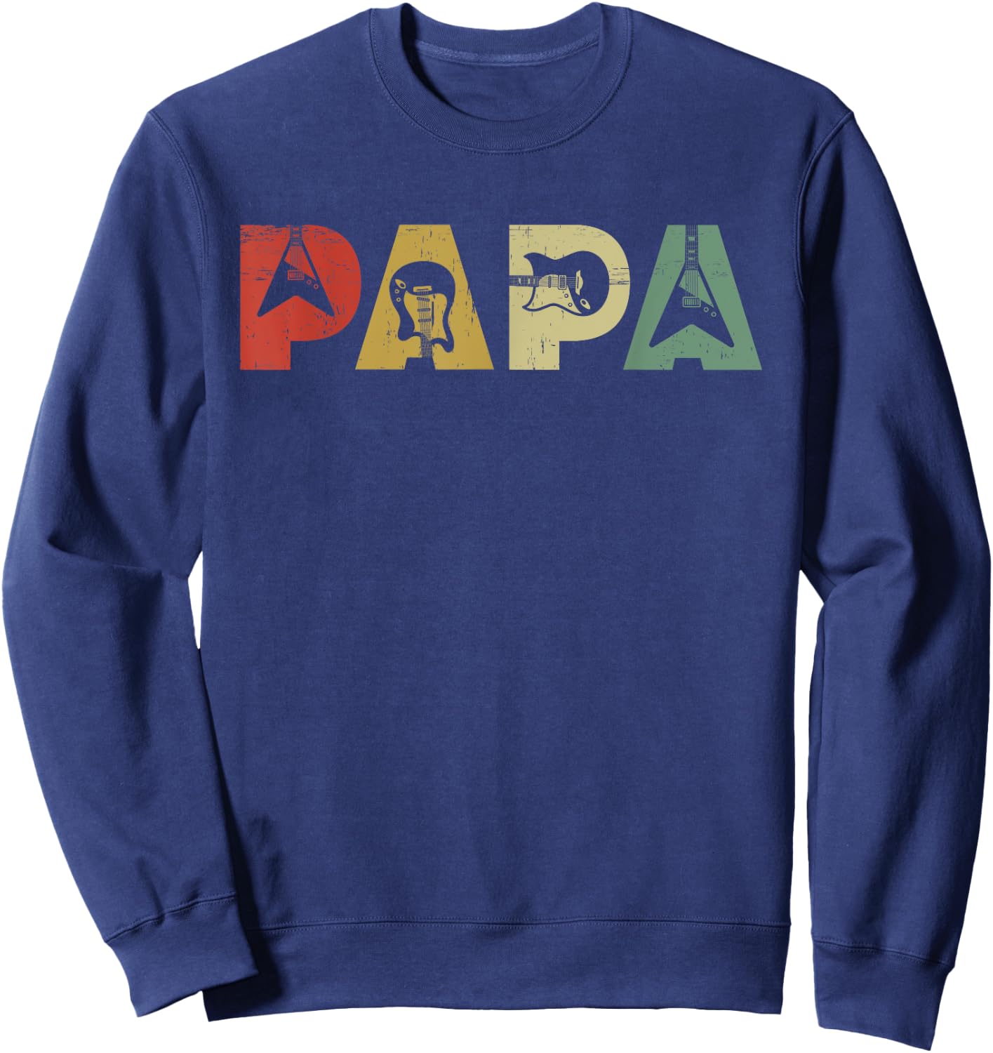 Vintage Guitar Men Music Papa Guitarist Father's Day Sweatshirt - Sweatshirt | Navy