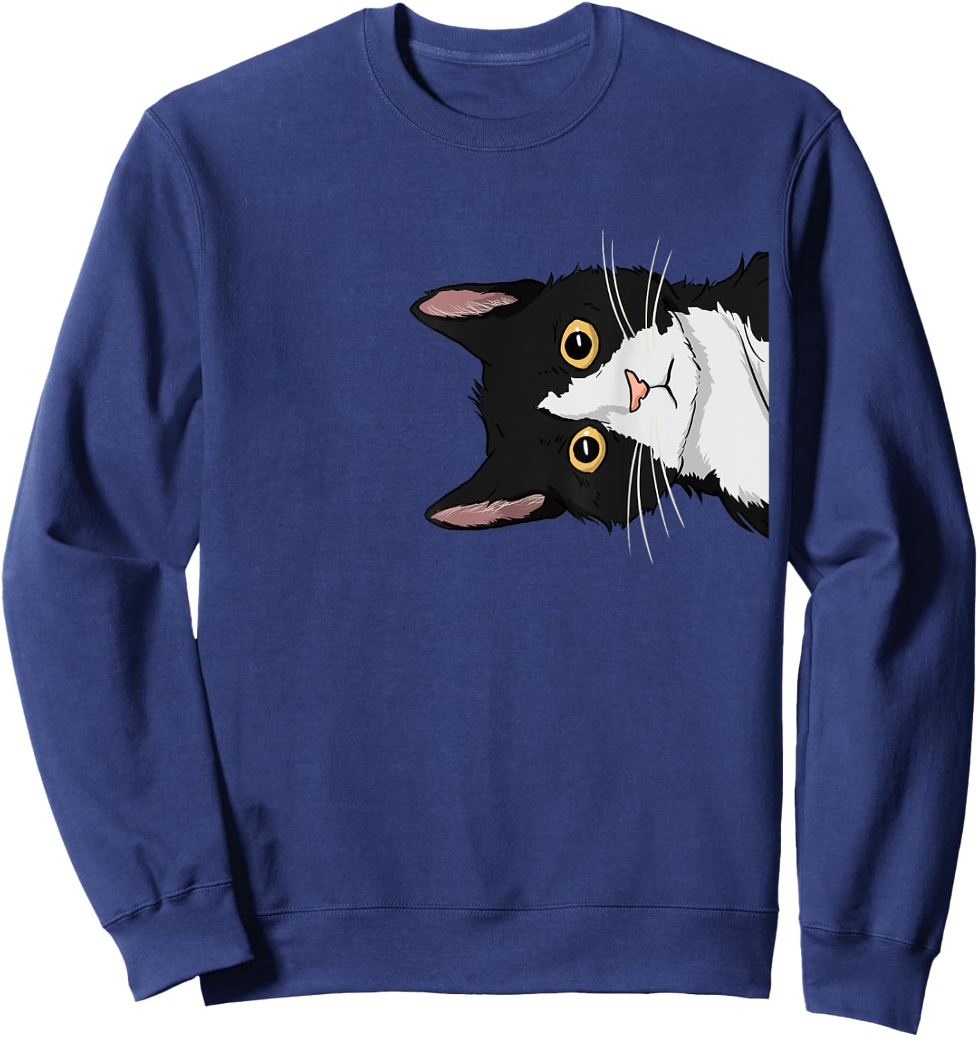 Peeking Tuxedo Cat Lady Gift Cat Mom Cute Tuxedo Cat Sweatshirt - Sweatshirt | Navy