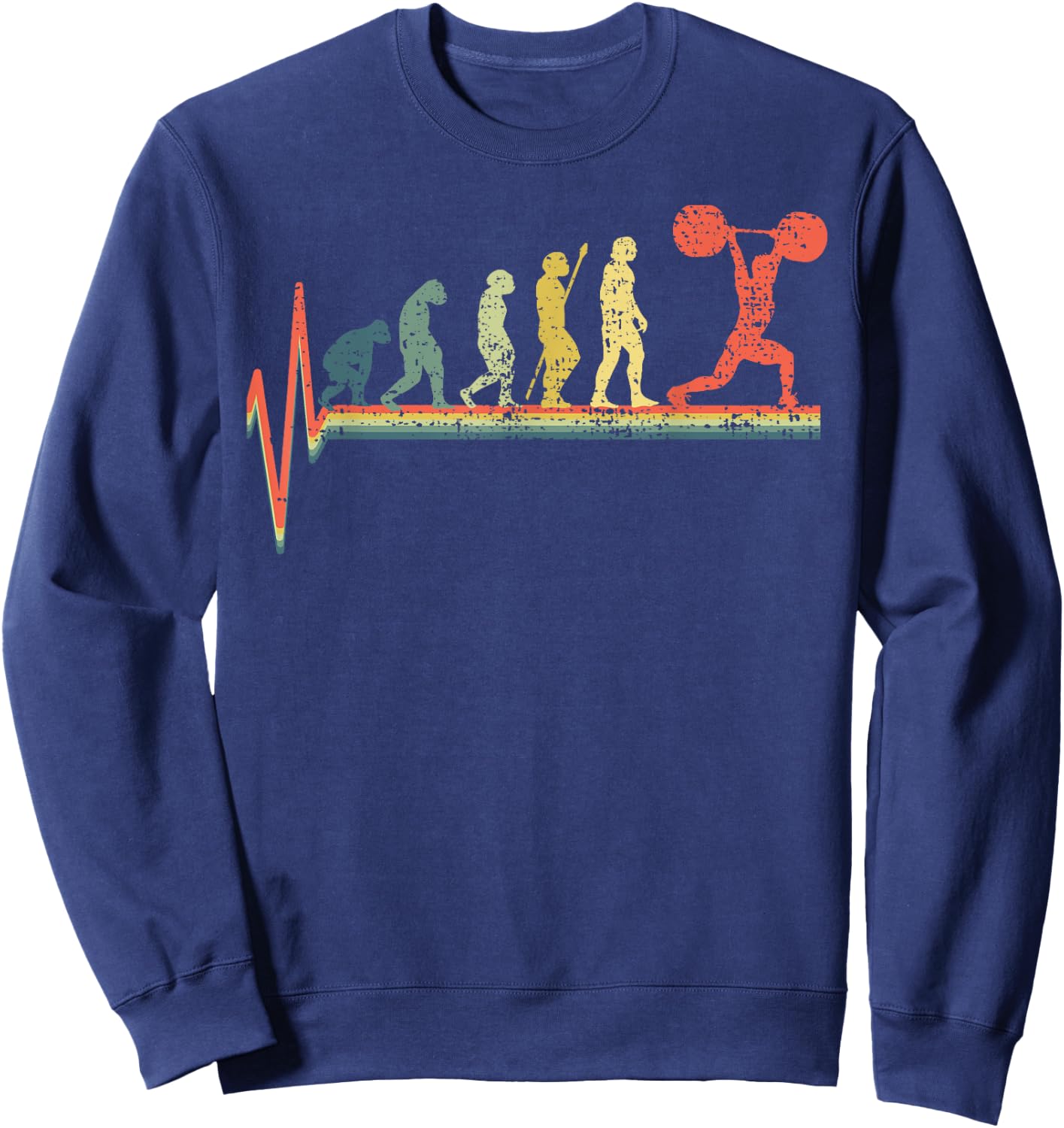 Lifting Weightlifting Powerlifting Vintage Heartbeat Sweatshirt - Sweatshirt | Navy