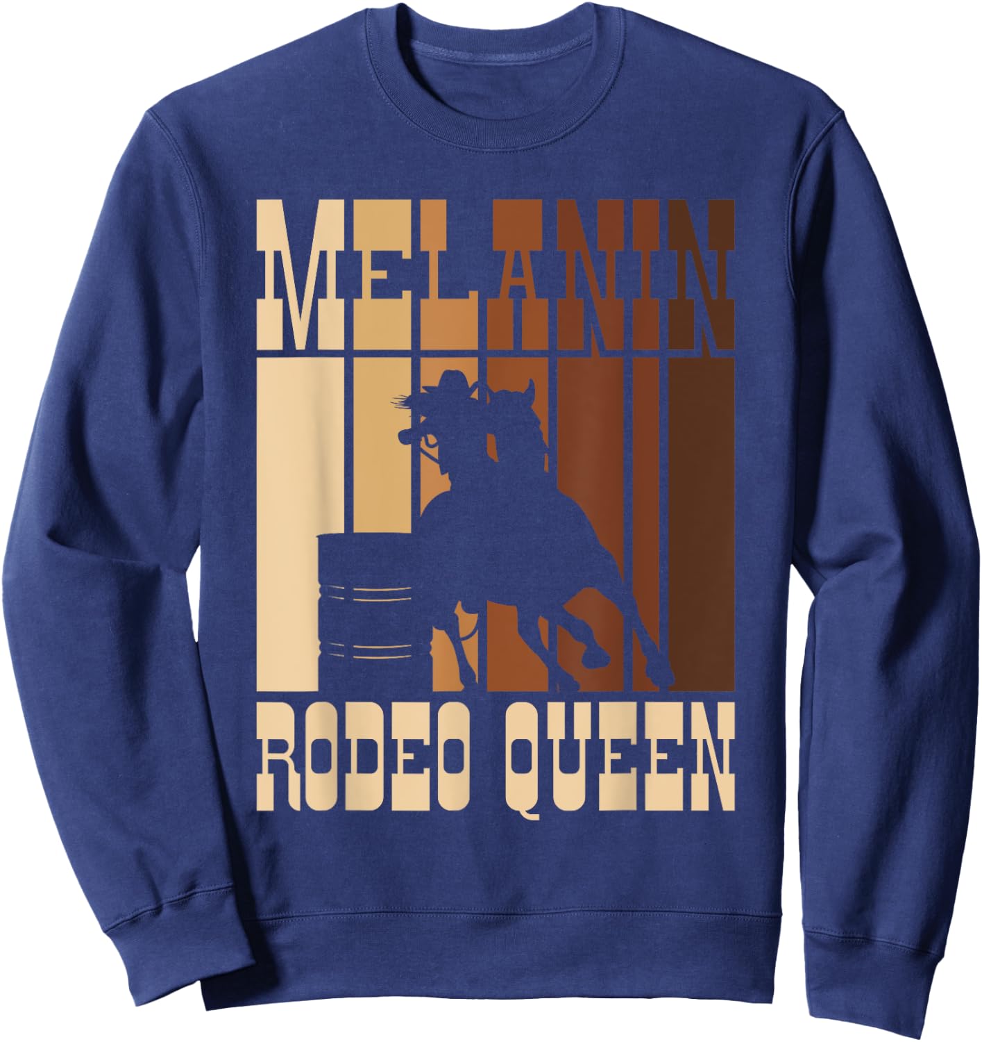 Barrel Racing Melanin Rodeo Queen African American Cowgirl Sweatshirt - Sweatshirt | Navy