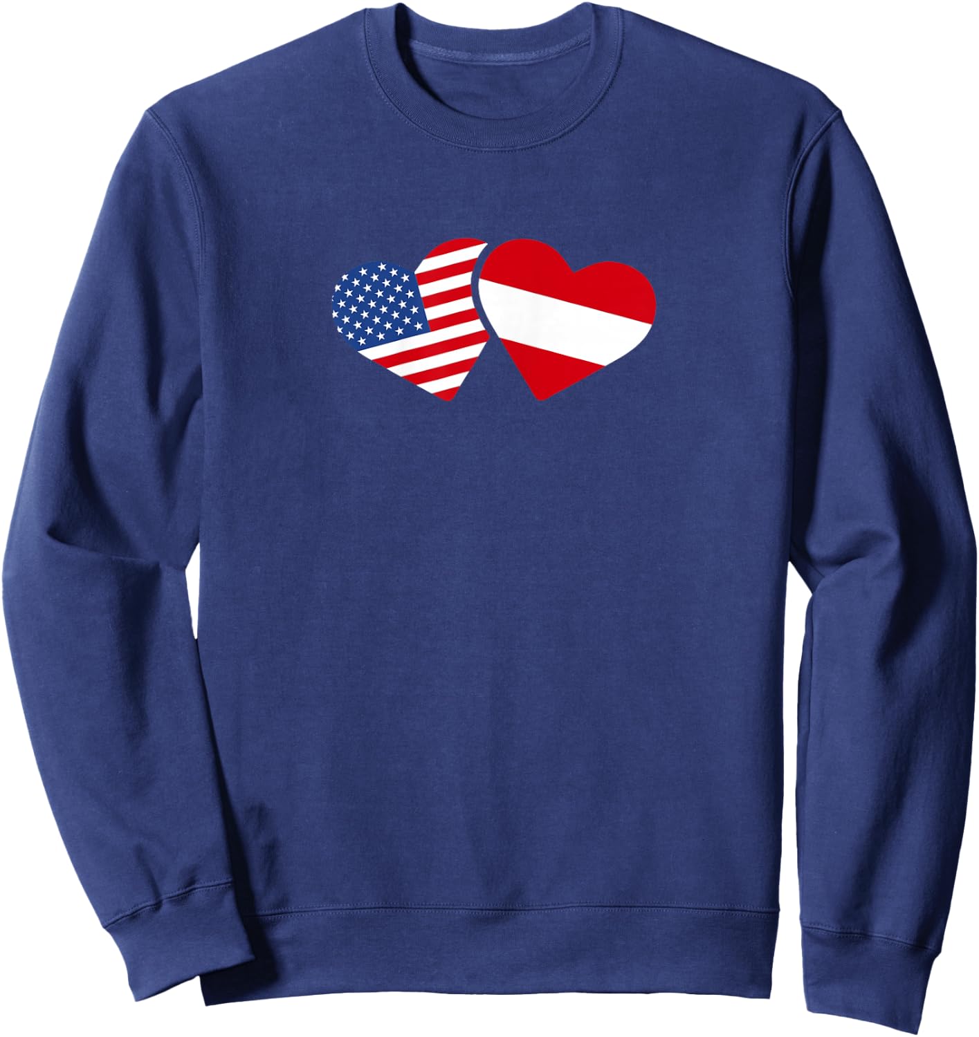 Austria USA Flag T Shirt Heart Austrian Americans Love Cute Sweatshirt - Sweatshirt | Navy