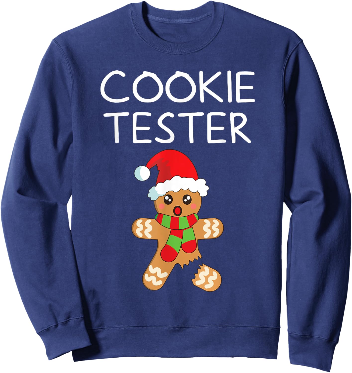 Gingerbread Man Boys Girls Kids Christmas Cookie Tester Sweatshirt - Sweatshirt | Navy