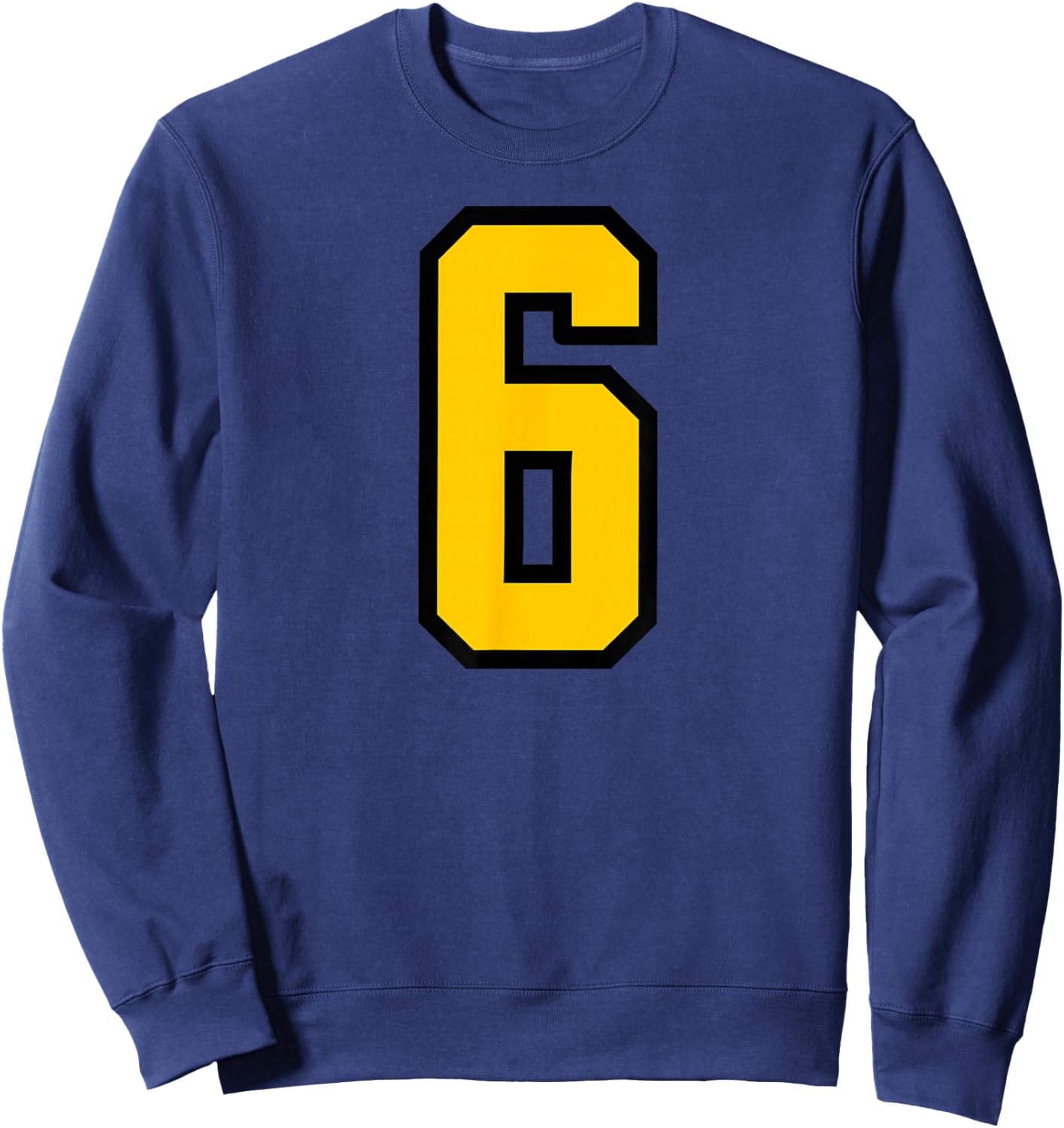 Yellow Black Sports Team Number #6 Sweatshirt - Sweatshirt | Navy