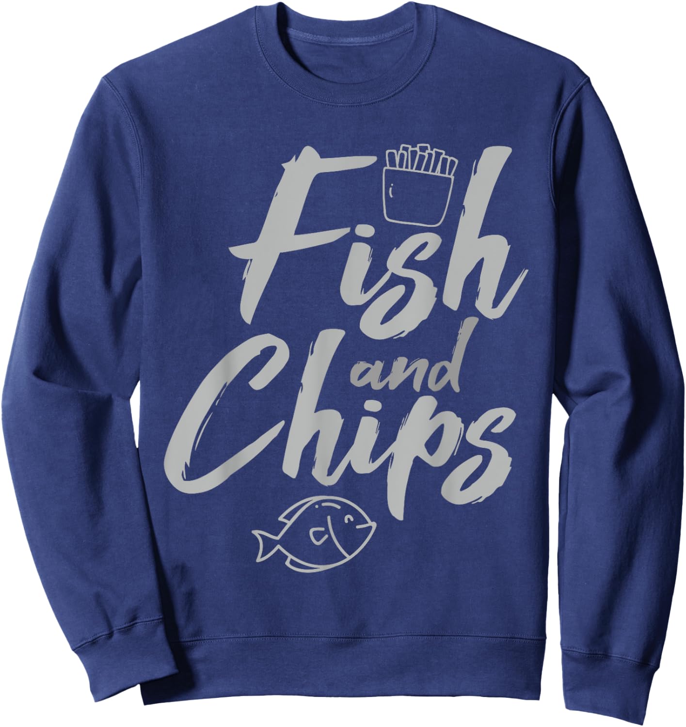 Fish & Chips Funny British Food and Streetfood T Shirt Gift Sweatshirt - Sweatshirt | Navy