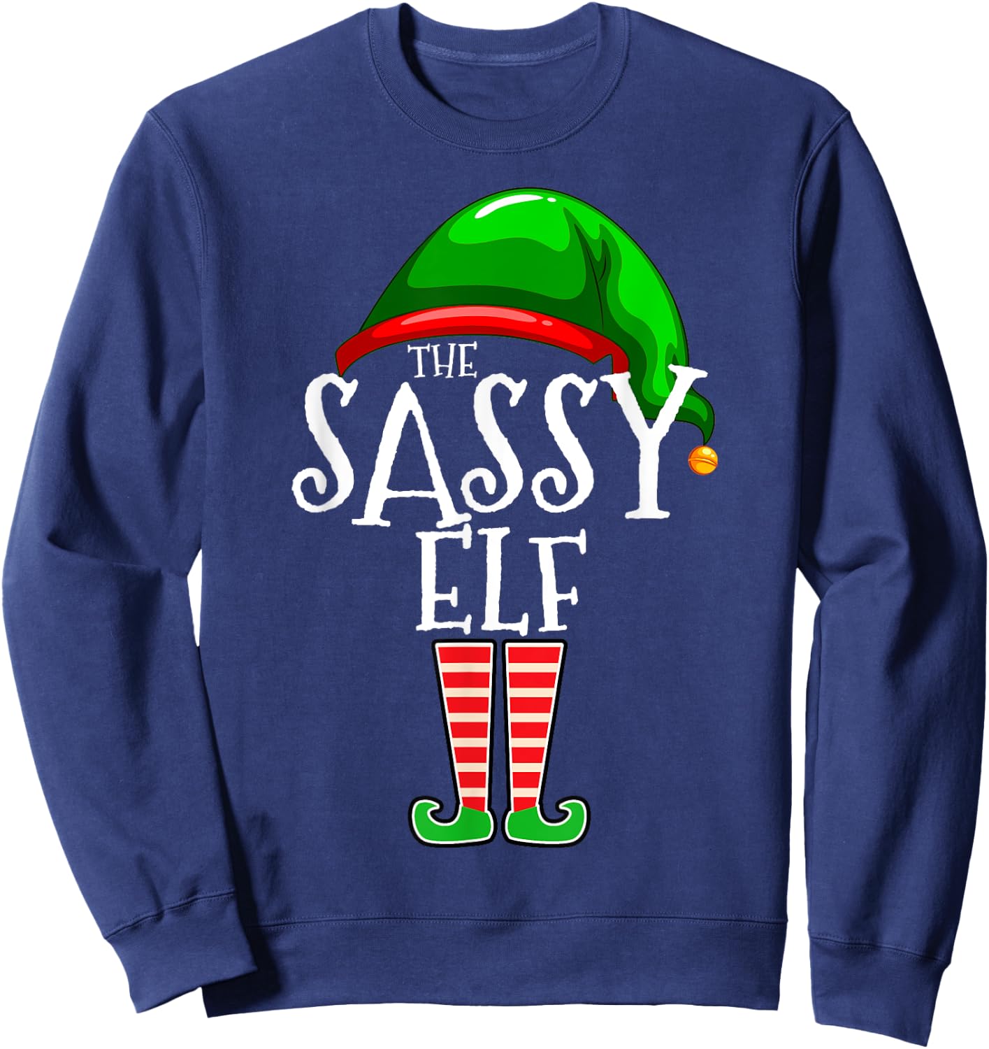 The Sassy Elf Family Matching Group Christmas Gift Funny Short Sleeve Sweatshirt - Sweatshirt | Navy