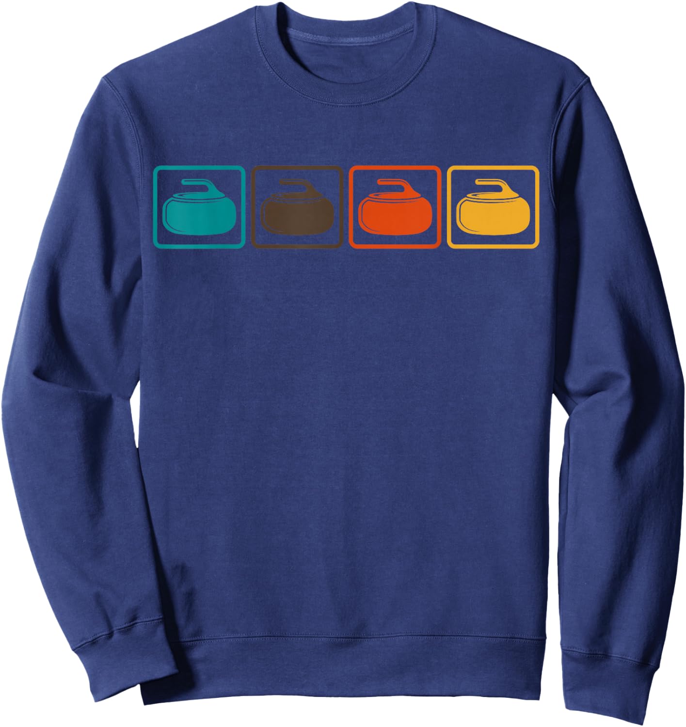 Curling Retro Vintage Ice Sports Curler Player Sweatshirt - Sweatshirt | Navy