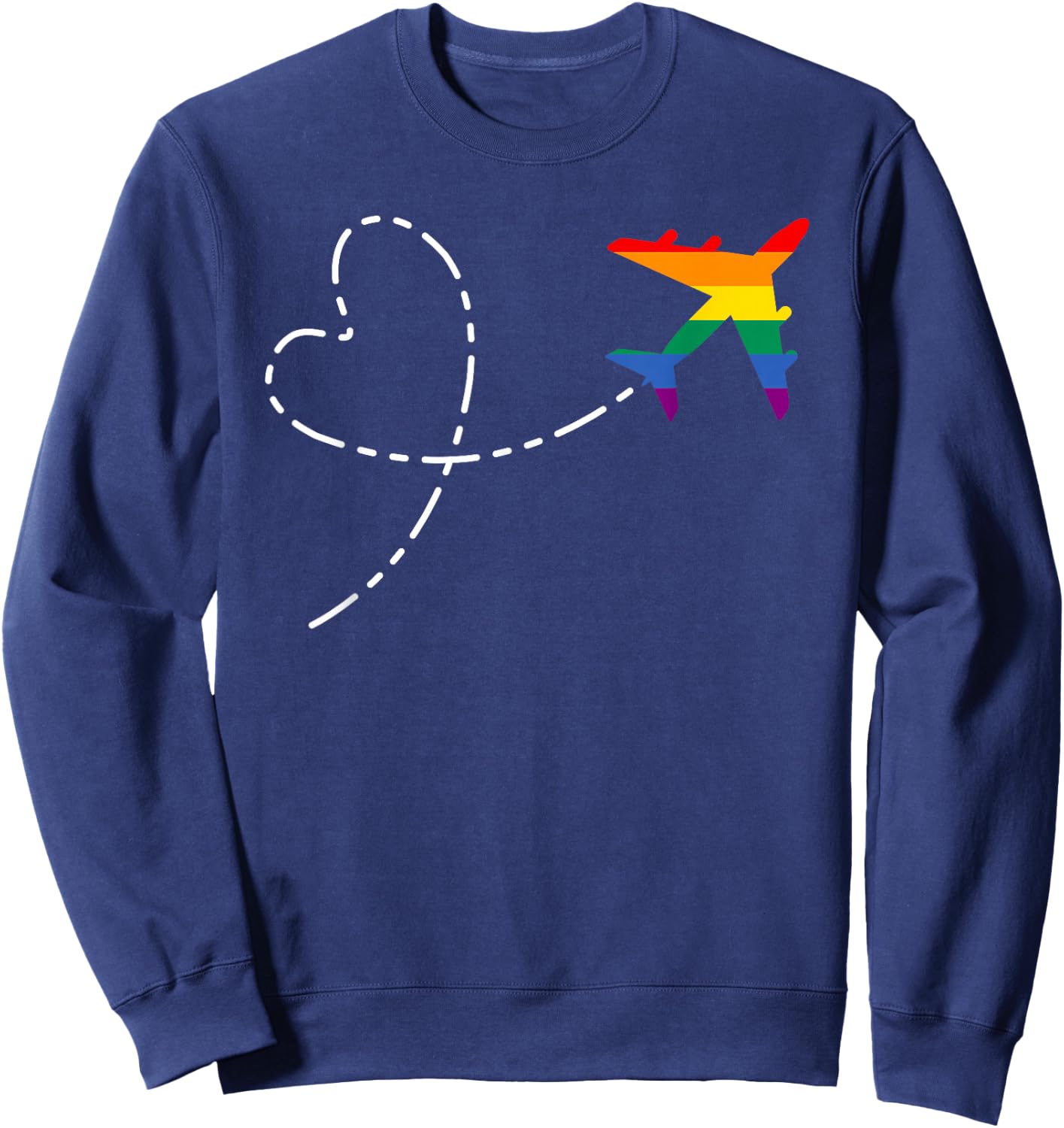 Airplane Rainbow Flag Flight Attendant Pilot LGBT Gay Pride Sweatshirt - Sweatshirt | Navy