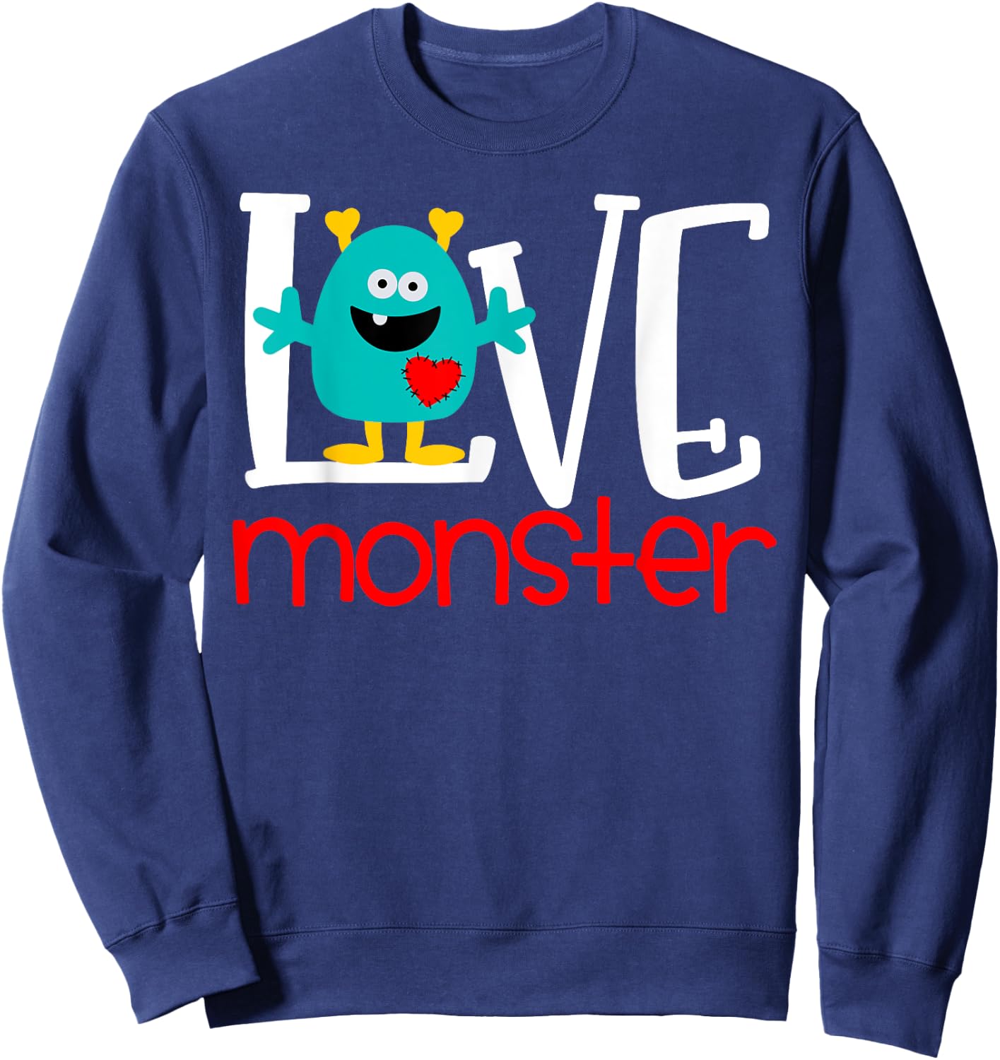 Cute Love Monster Valentine Sweatshirt - Sweatshirt | Navy