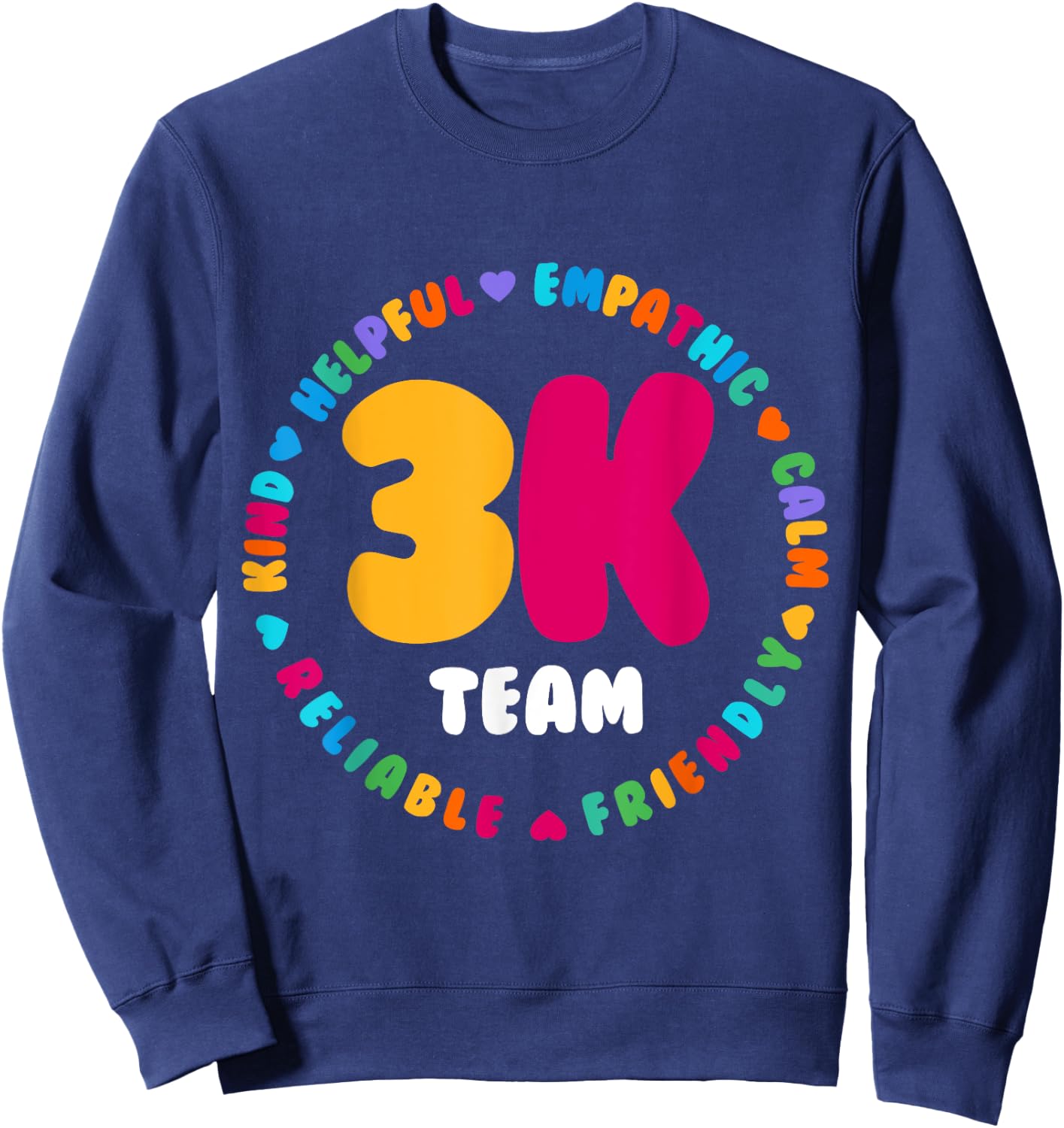 3K Team & Teacher Squad Threes Crew PreK Elementary Team Sweatshirt - Sweatshirt | Navy