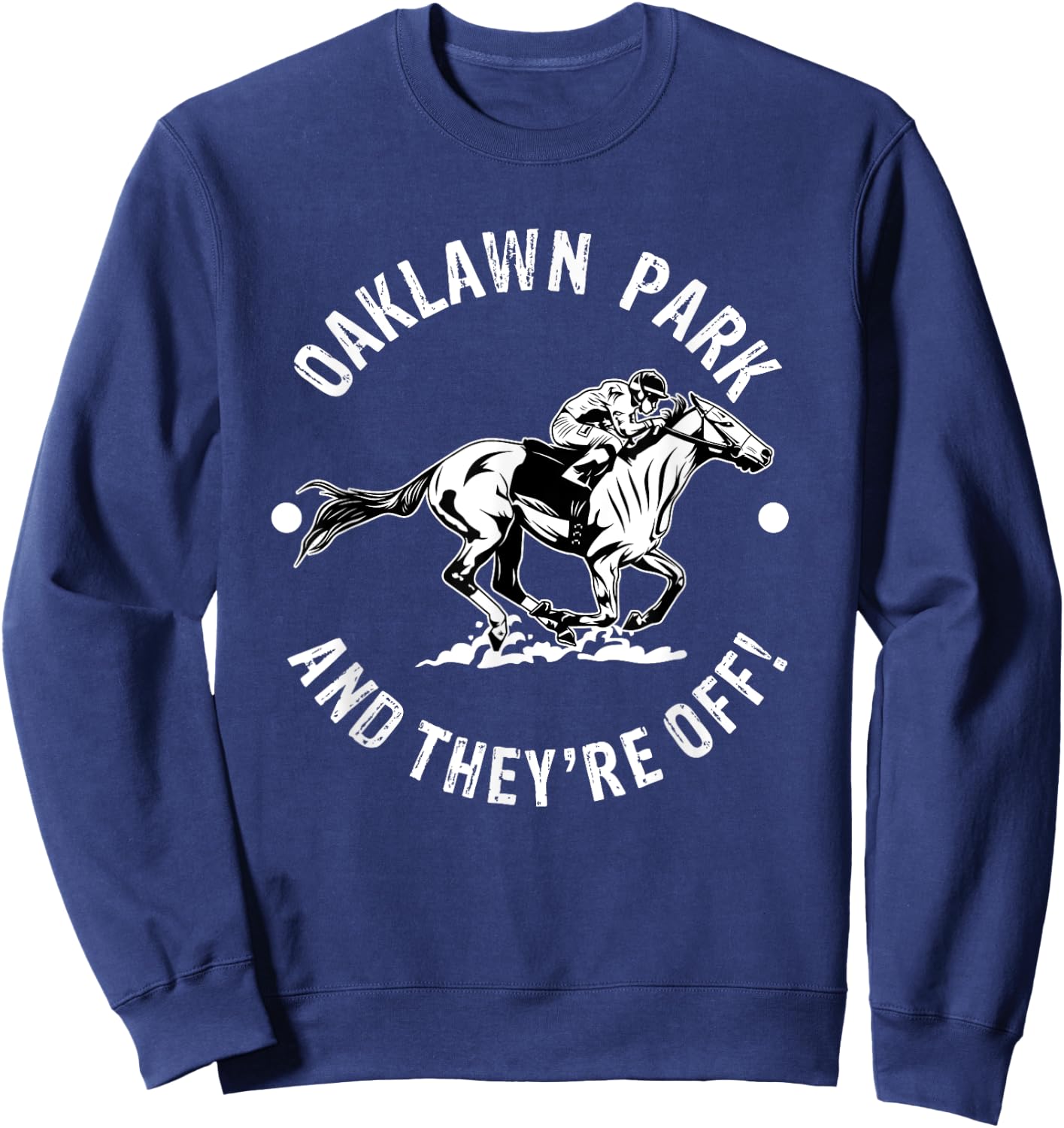 Horse Racetrack Designs Oaklawn Park AR Derby - Men's 3X-Large Black Short Sleeve Horse Racing Fan Equestrian AR Derby Sweatshirt - Sweatshirt | Navy