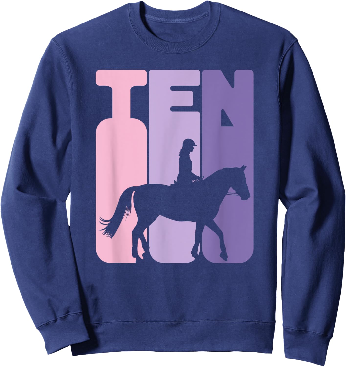 10th Birthday Horse Rider Girl Horse Fan 10 Years Girl Sweatshirt - Sweatshirt | Navy