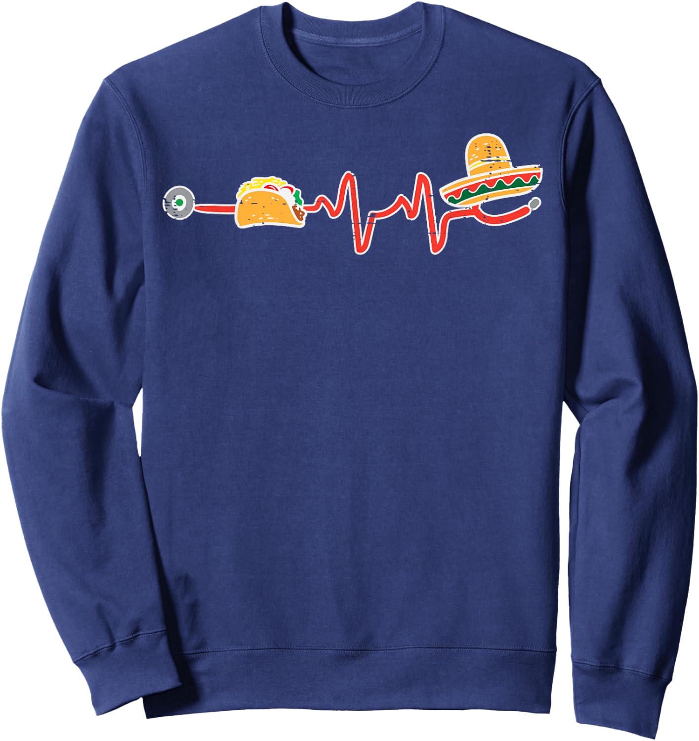 Taco Heartbeat Sombrero Nurse Cinco De Mayo Nurse Women RN Sweatshirt - Sweatshirt | Navy