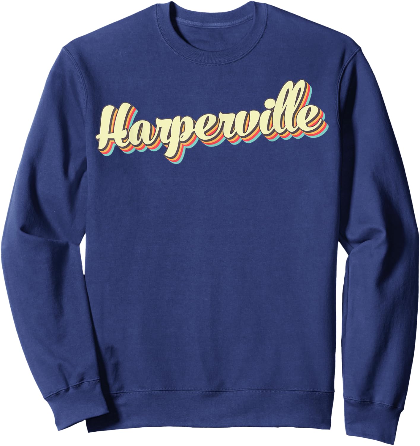 Harperville Retro Art Baseball Font Vintage Sweatshirt - Sweatshirt | Navy