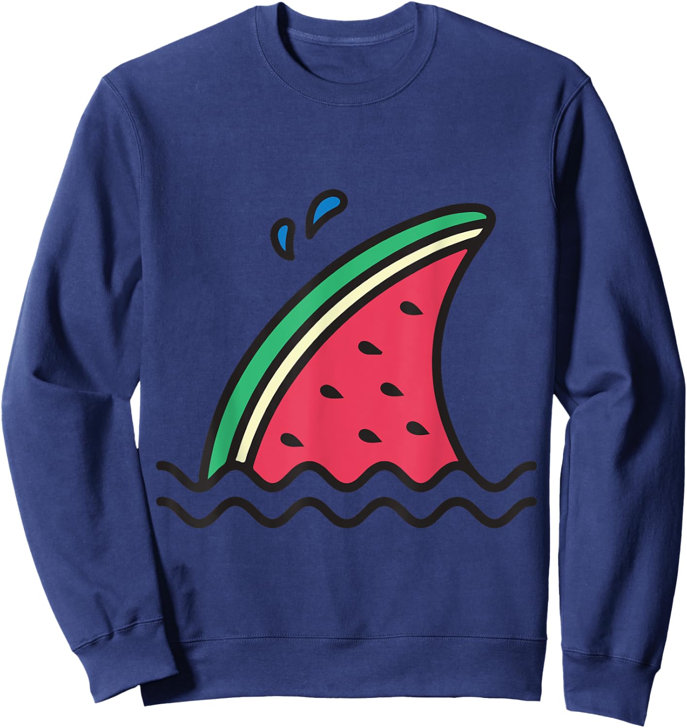 Kawaii Watermelon Shark Fin Funny Family Summer Vacation Women Girls Kids Sweatshirt - Sweatshirt | Navy