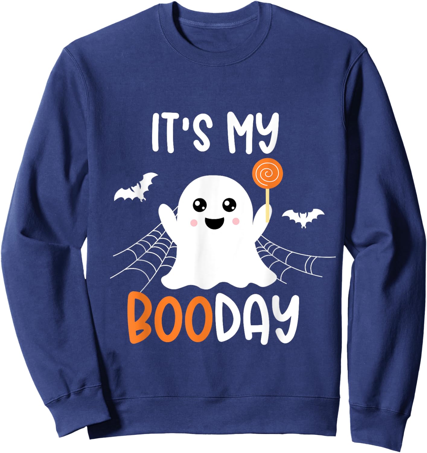 Its My Boo Day Cute Halloween Birthday Ghost Boy Girl Kids Sweatshirt - Sweatshirt | Navy