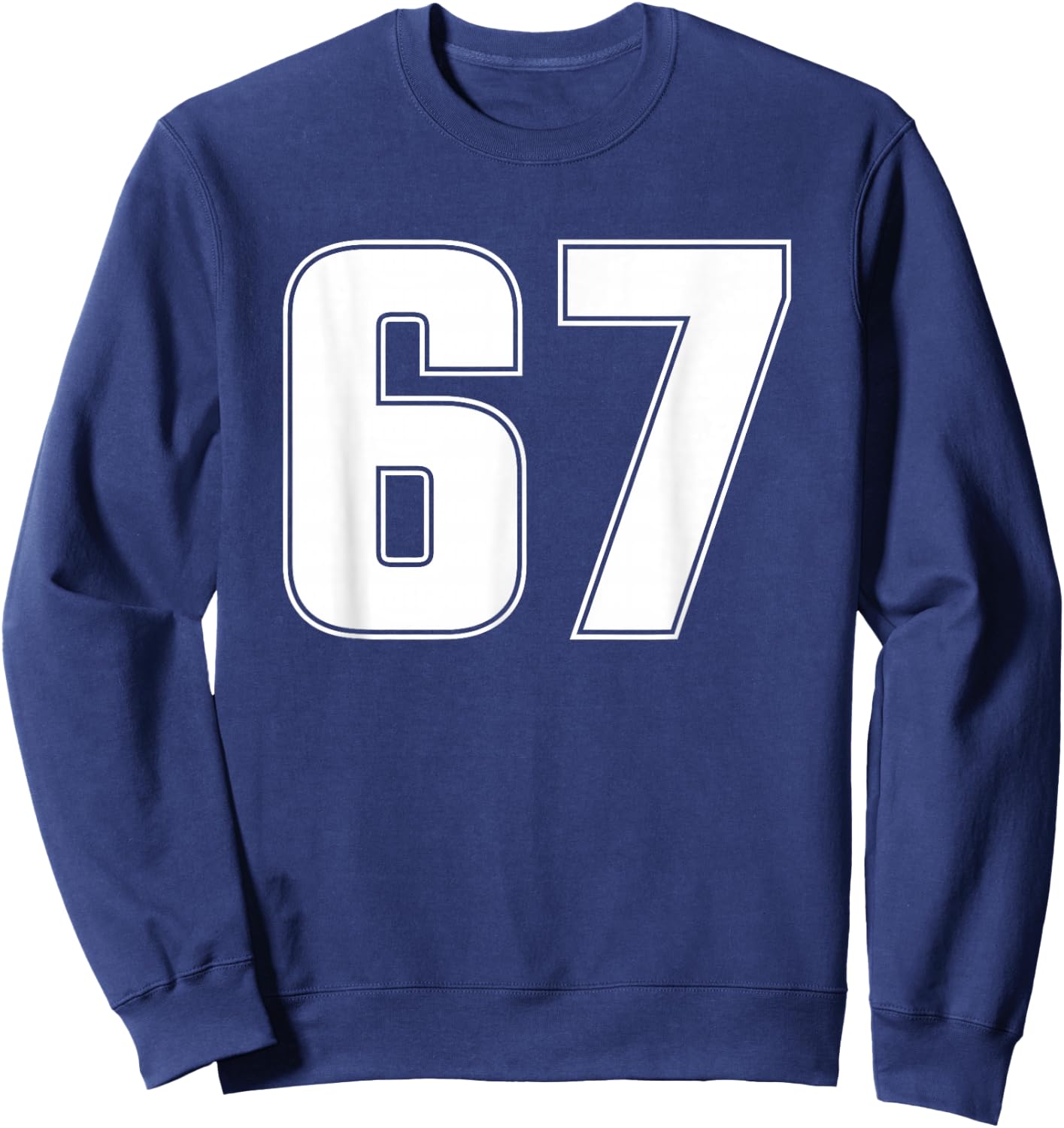 Number 67 Sixty Seven Age Year Sport Jersey #67 Front & Back Sweatshirt - Sweatshirt | Navy