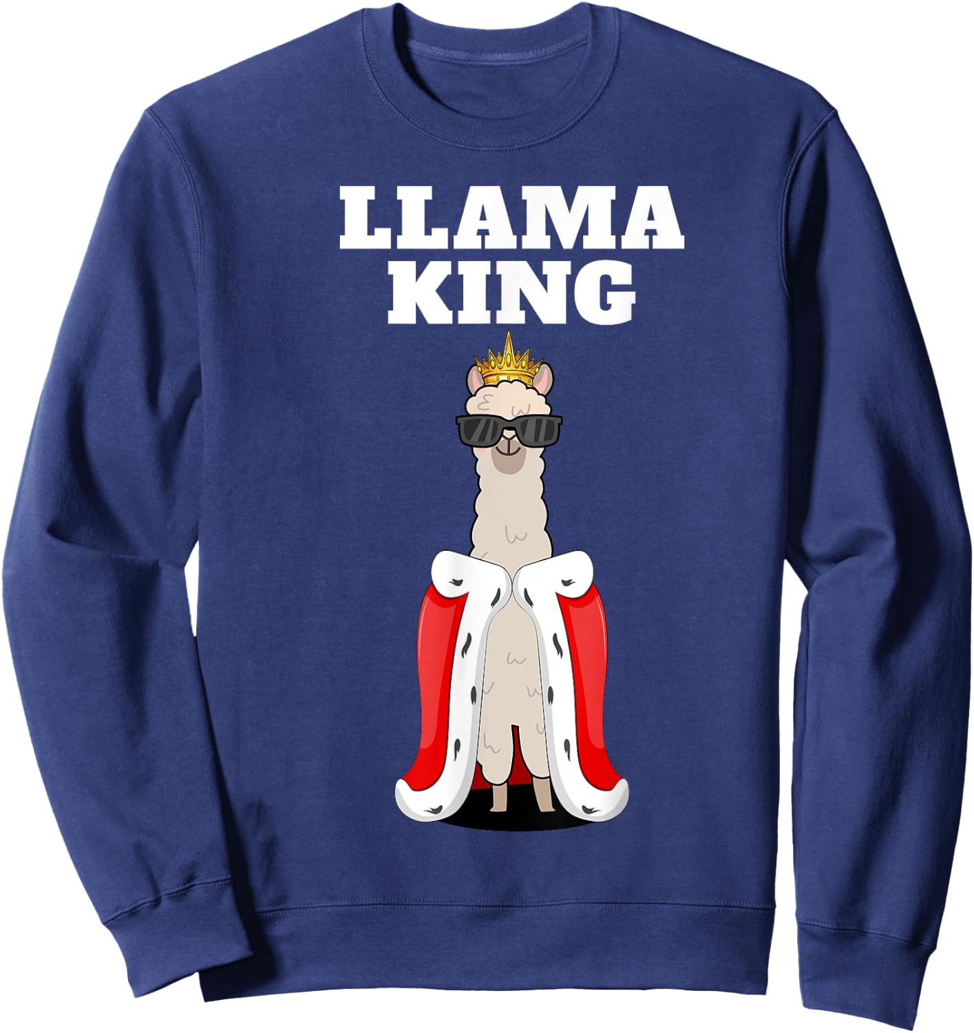 Llama King | Boys Llama | Llama , Black Sweatshirt - Sweatshirt | Navy