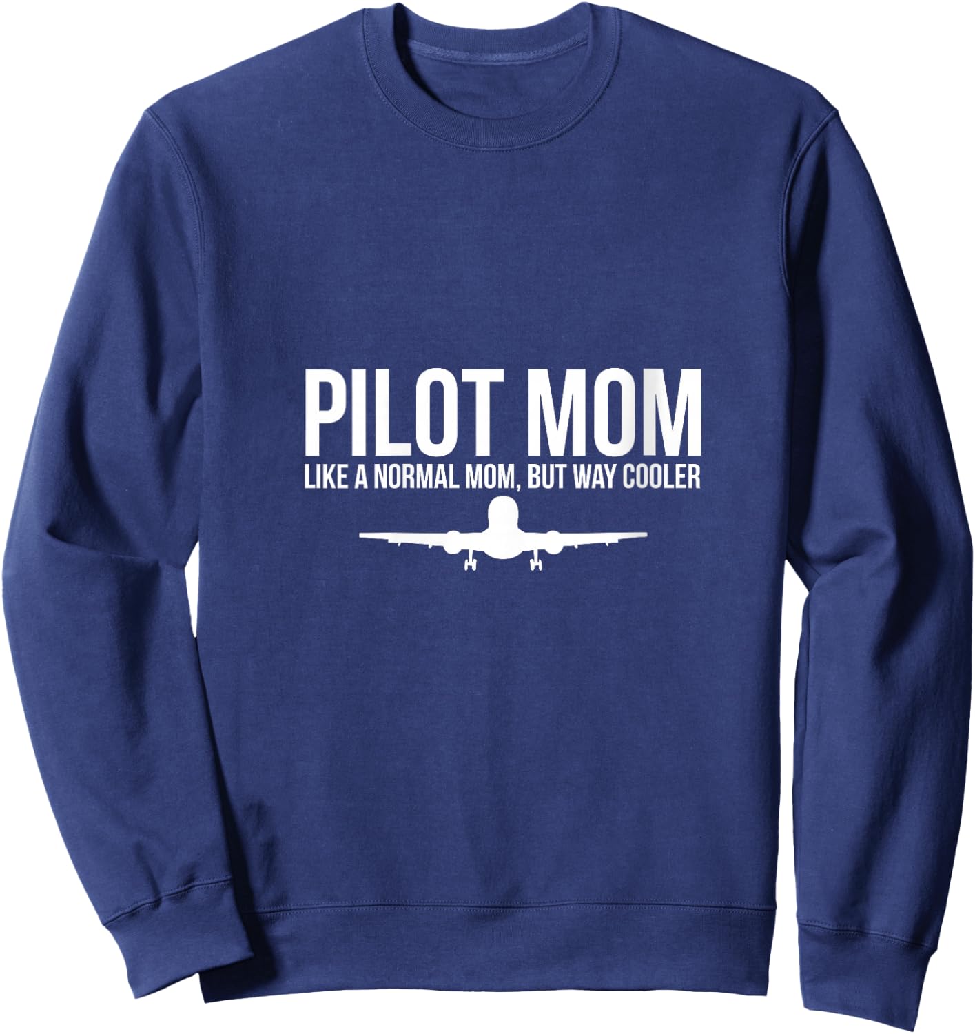 Women's Pilot Mom Like Normal Mom But Way Cooler Airplane V-Neck Sweatshirt - Sweatshirt | Navy