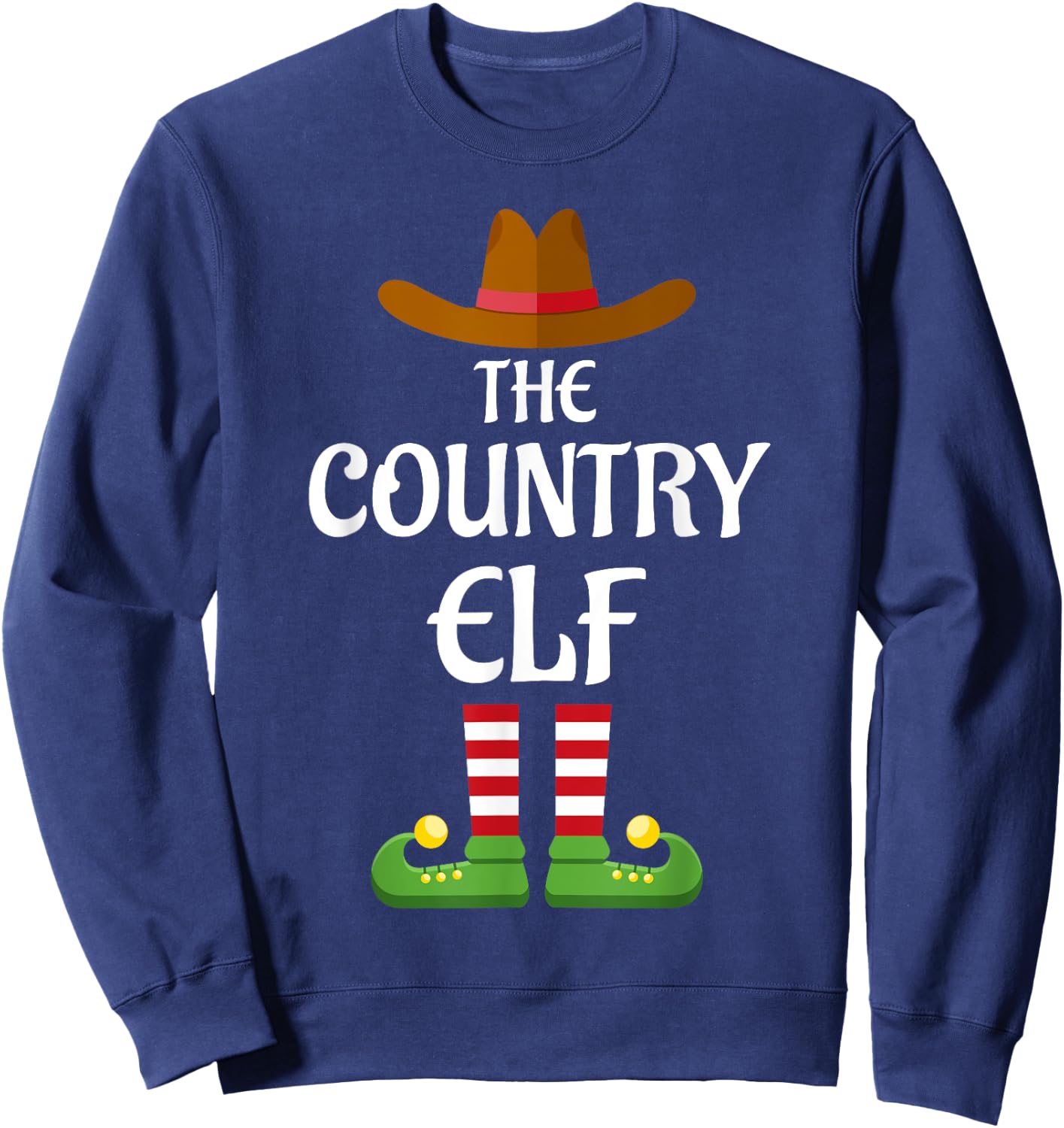 Country Elf Family Matching Group Christmas Cowboy Sweatshirt - Sweatshirt | Navy