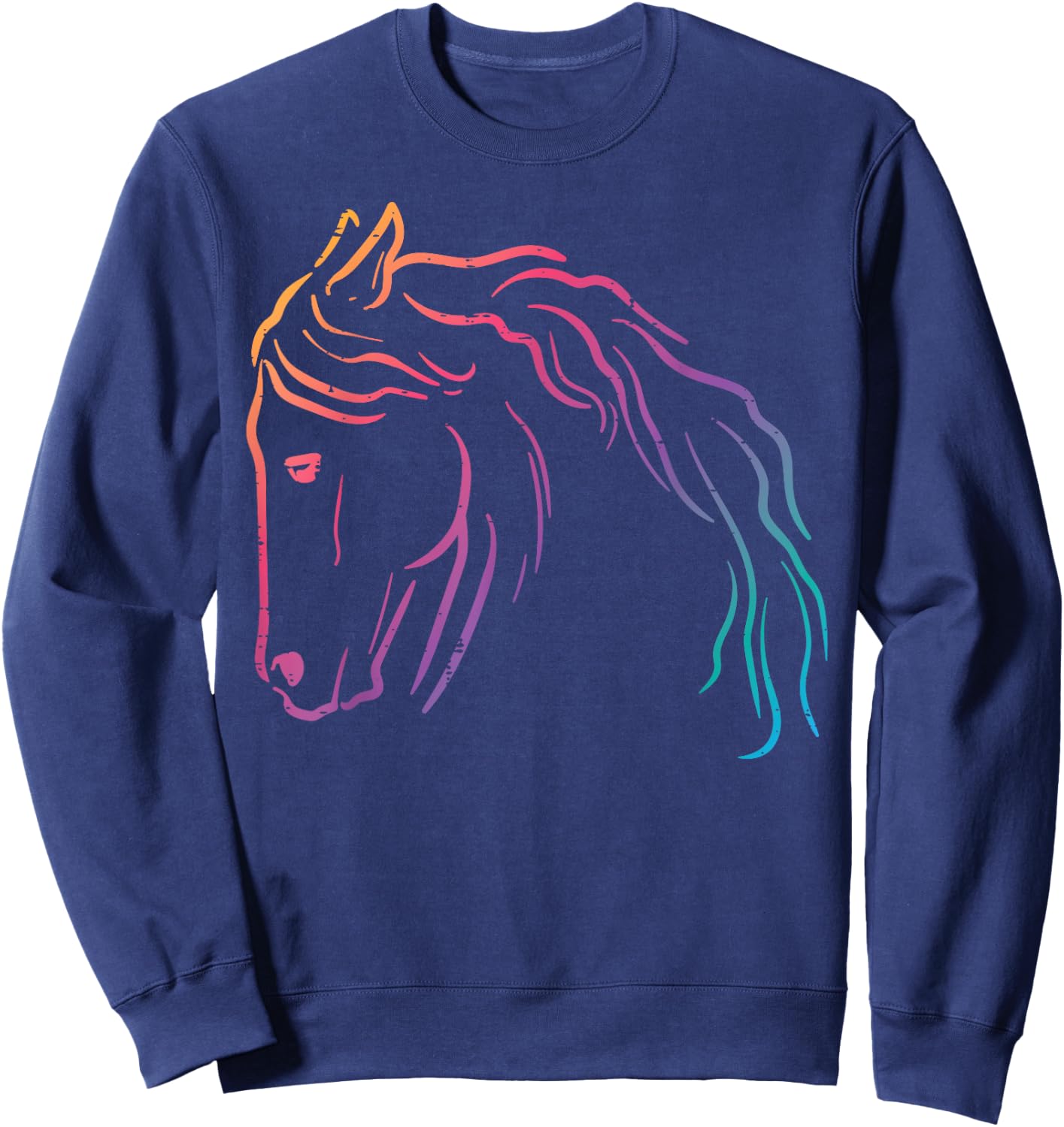 Colorful Horse Head Minimal Art Equestrian Men Women Kids Sweatshirt - Sweatshirt | Navy