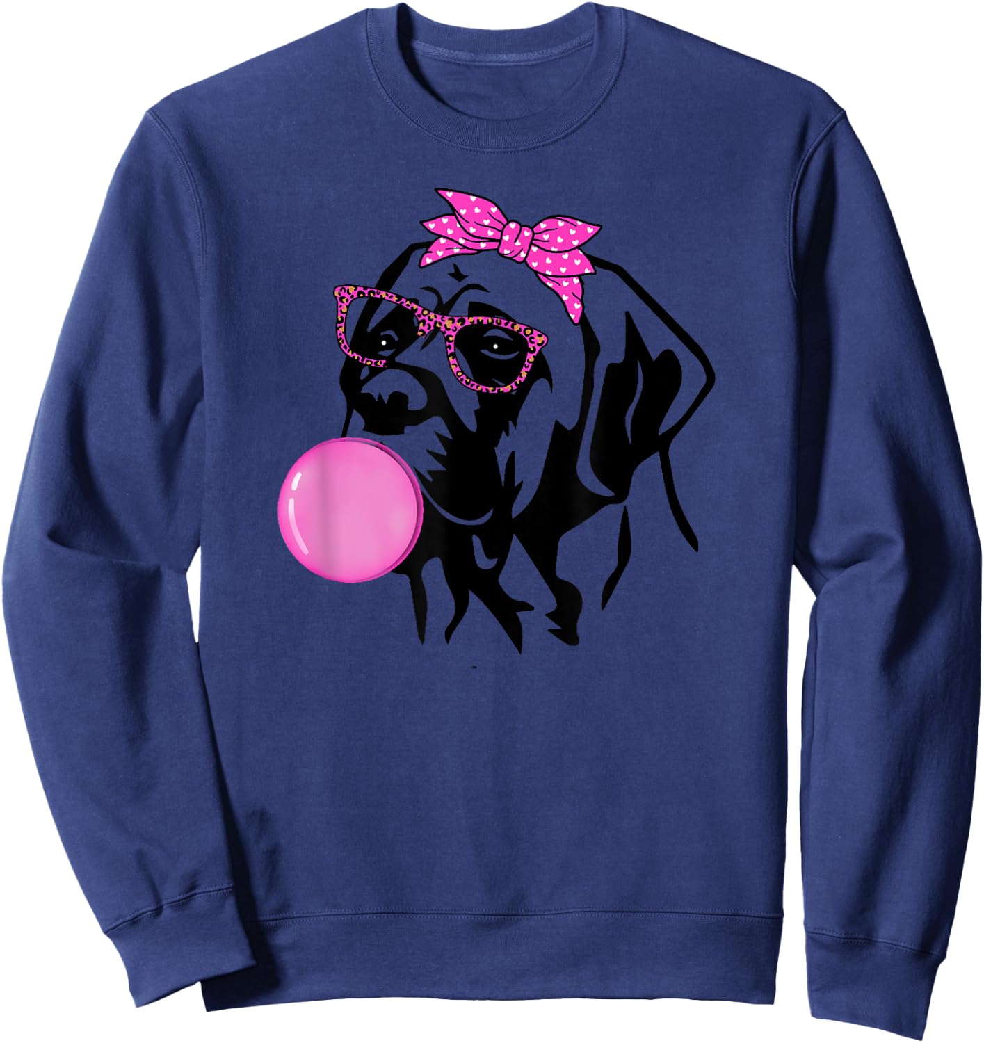 English Mastiff dog with bubble gum bandana glasses Sweatshirt - Sweatshirt | Navy