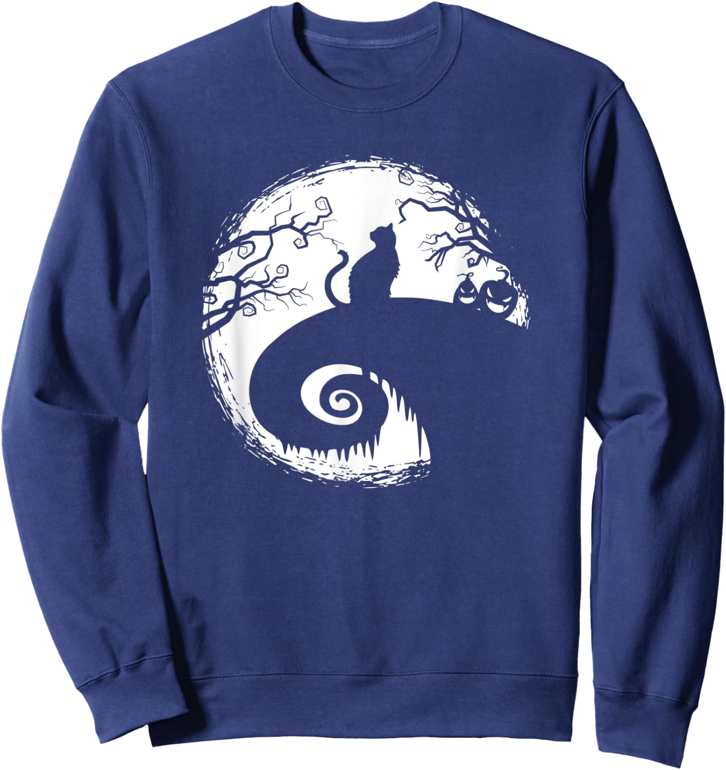 Halloween Kitty Cat & Moon Silhouette - Spooky Gifts - Cat Sweatshirt - Sweatshirt | Navy