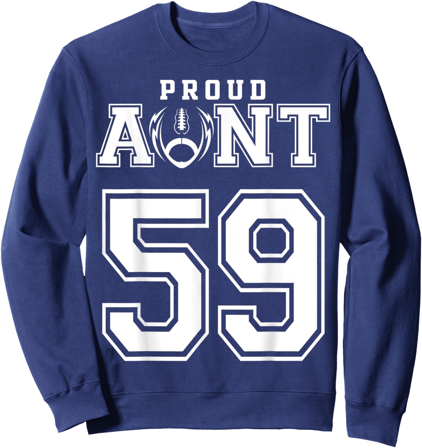 Custom Proud Football Aunt Number 59 Personalized Sweatshirt - Sweatshirt | Navy