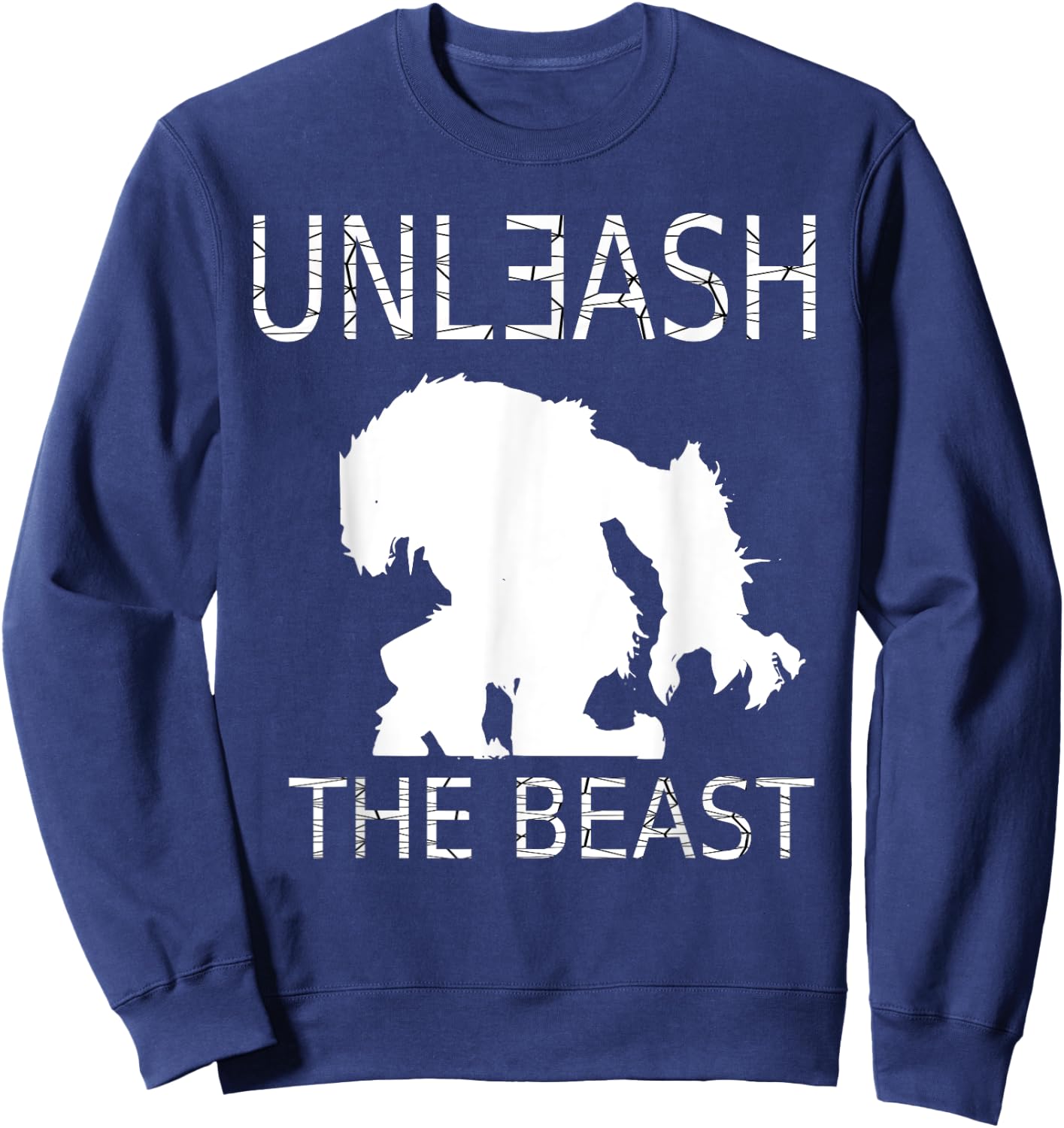 Unleash The Beast Workout Motivation Gym Graphic Sweatshirt - Sweatshirt | Navy
