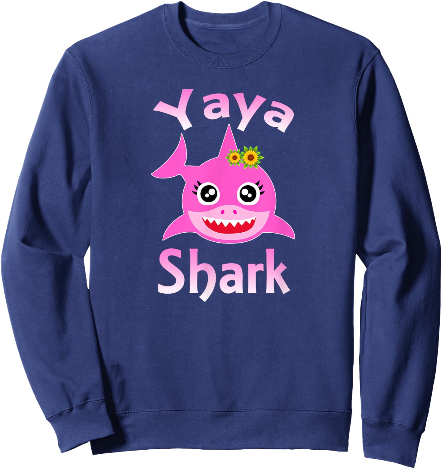 Yaya Shark Greek Grandma Funny Shark Sweatshirt - Sweatshirt | Navy