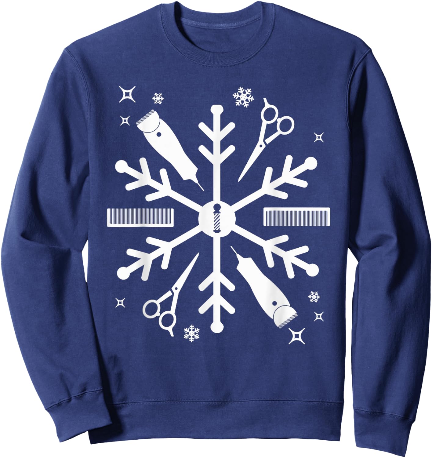 Funny Barber Shirt Christmas Snowflake Hair Stylist Sweatshirt - Sweatshirt | Navy