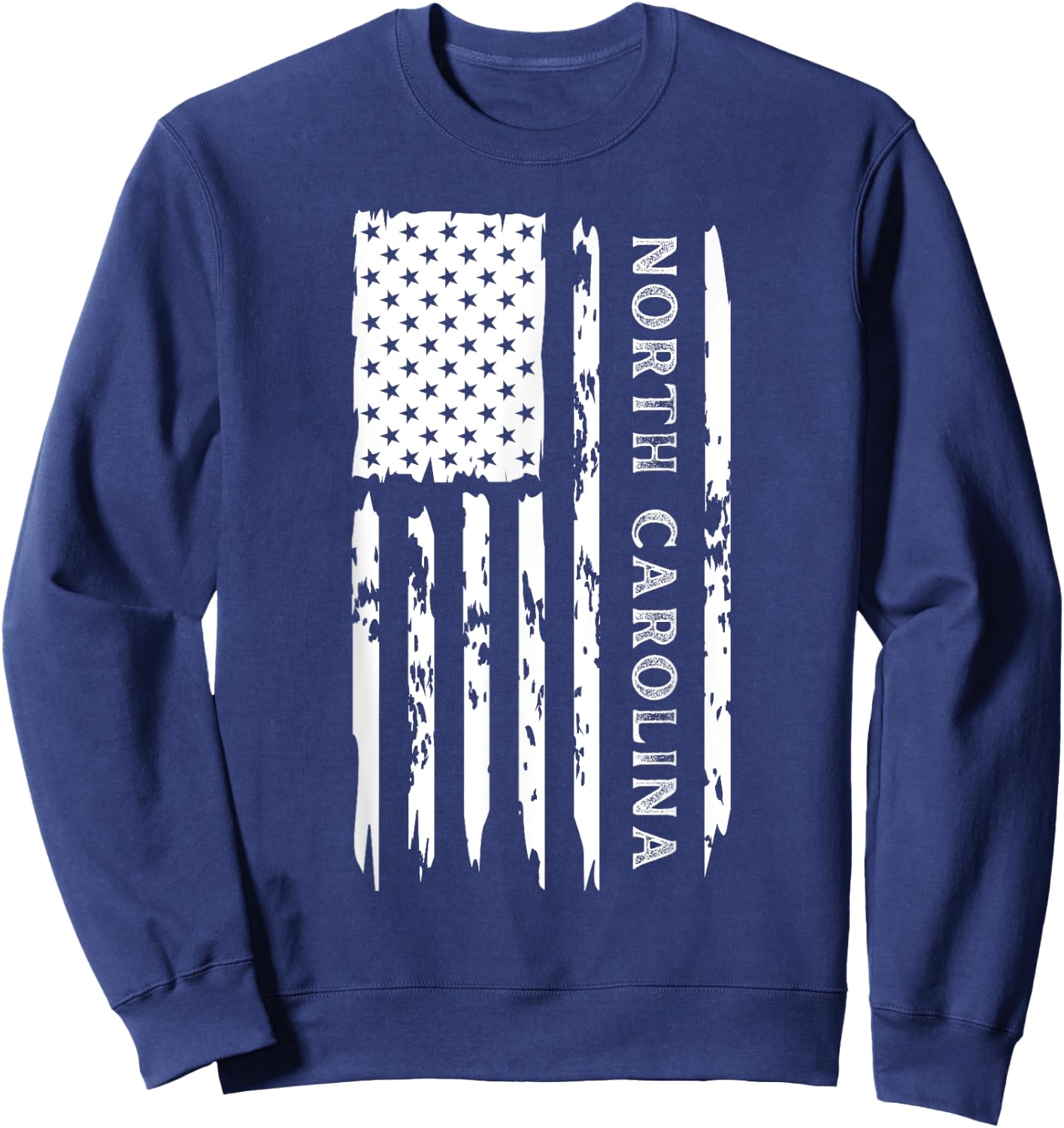 I Love North Carolina NC State City American Flag 4th July Sweatshirt - Sweatshirt | Navy