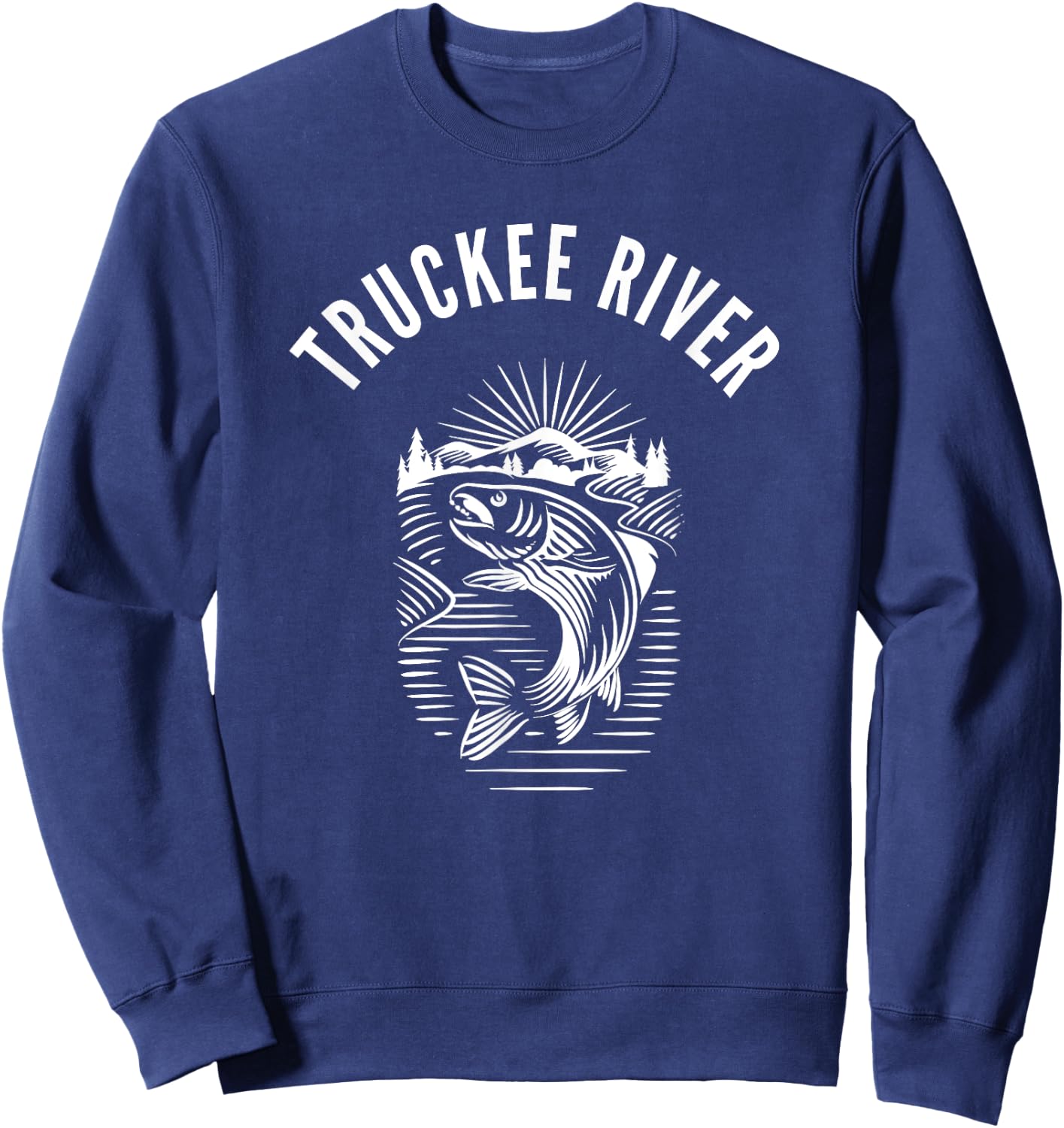 Truckee River California fishing fly fishing retro Sweatshirt - Sweatshirt | Navy