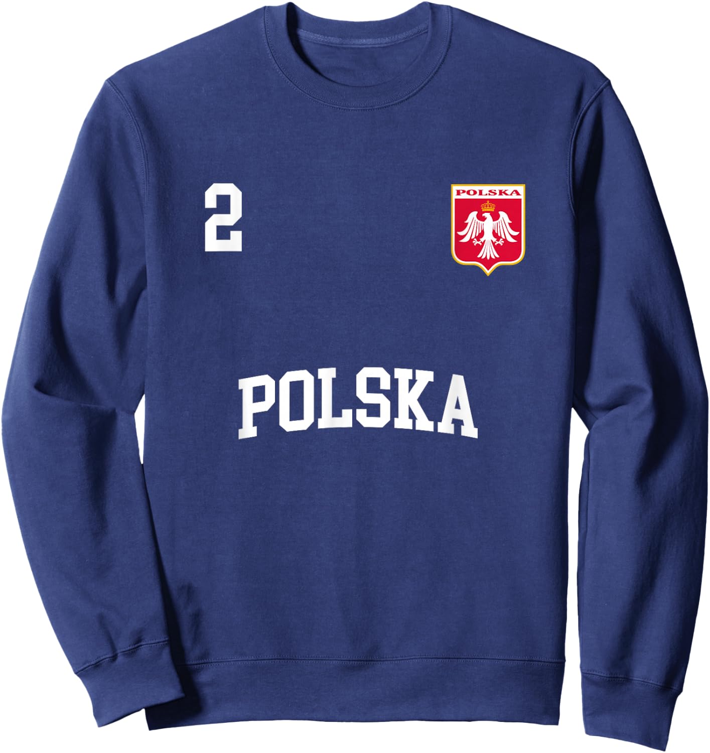 Poland Team Sports Number 2 Soccer Polish Flag Sweatshirt - Sweatshirt | Navy