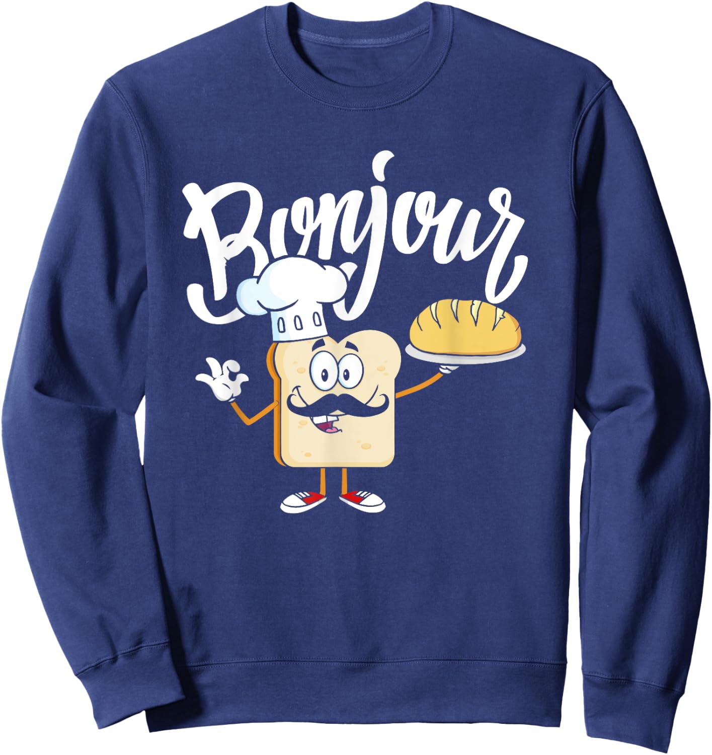 Funny French Toast Bonjour Meme Sweatshirt - Sweatshirt | Navy